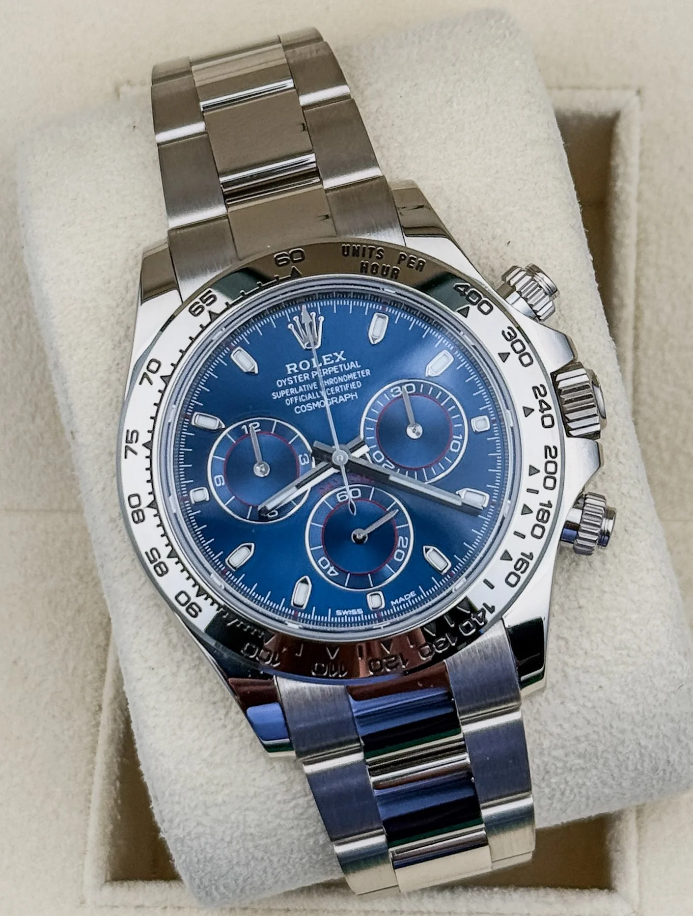 Rolex Daytona 116509 Blue Dial 18k White Gold Chronograph 40 MM