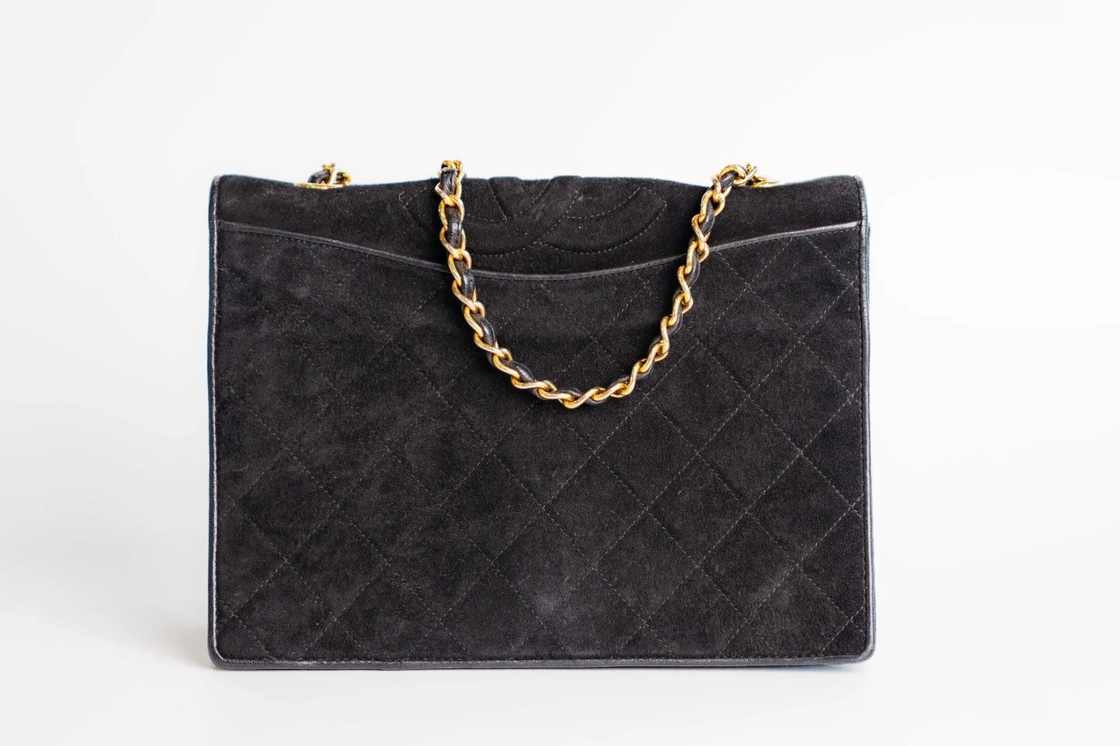 Chanel Suede Quilted CC Small Single Flap Black