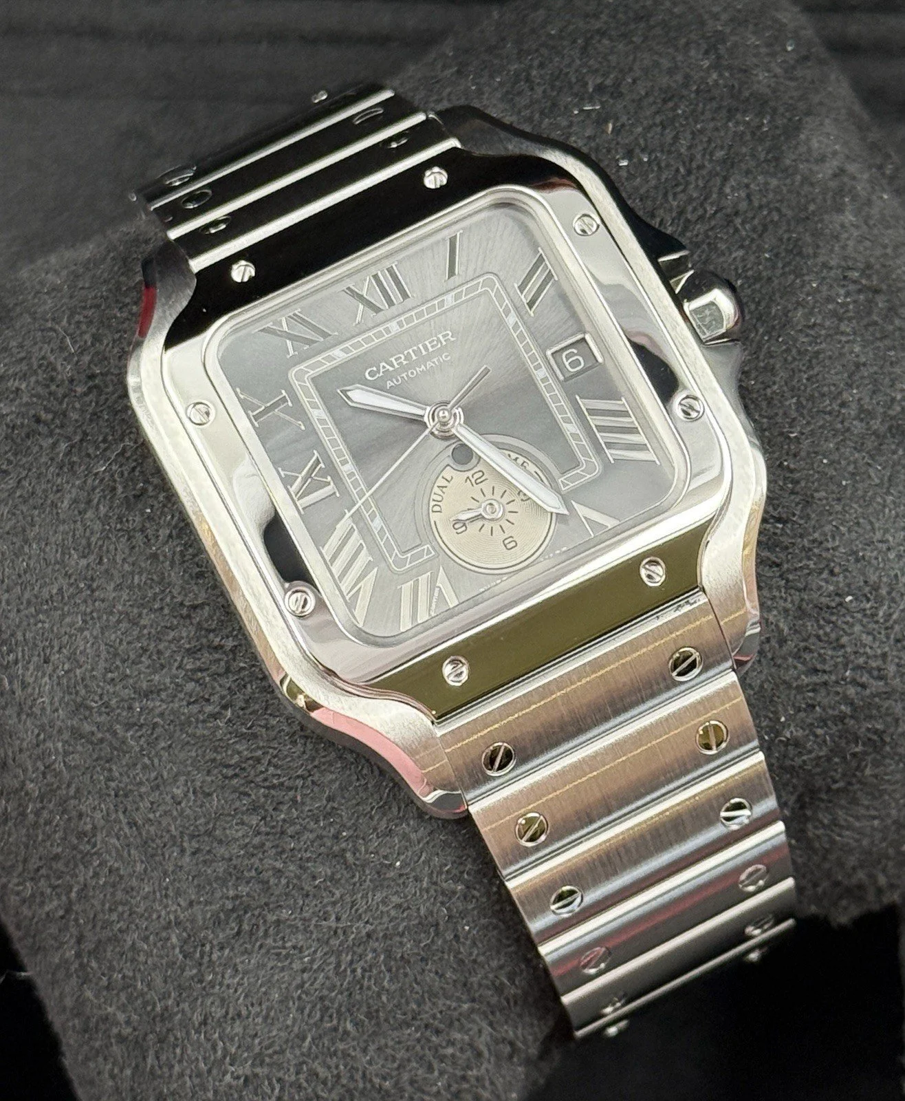 Cartier Santos De Cartier Large WSSA0076 Dual Time Gray Dial