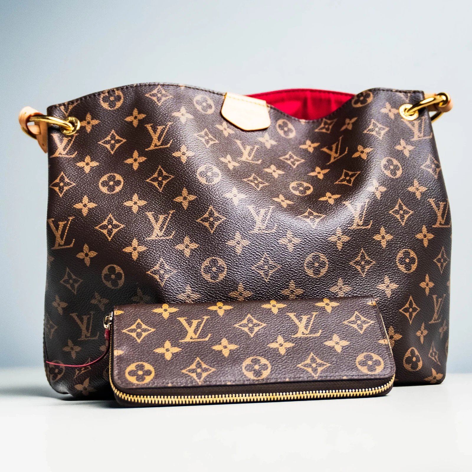 Louis Vuitton Monogram Graceful & Monogram Clemence Wallet Fuchsia