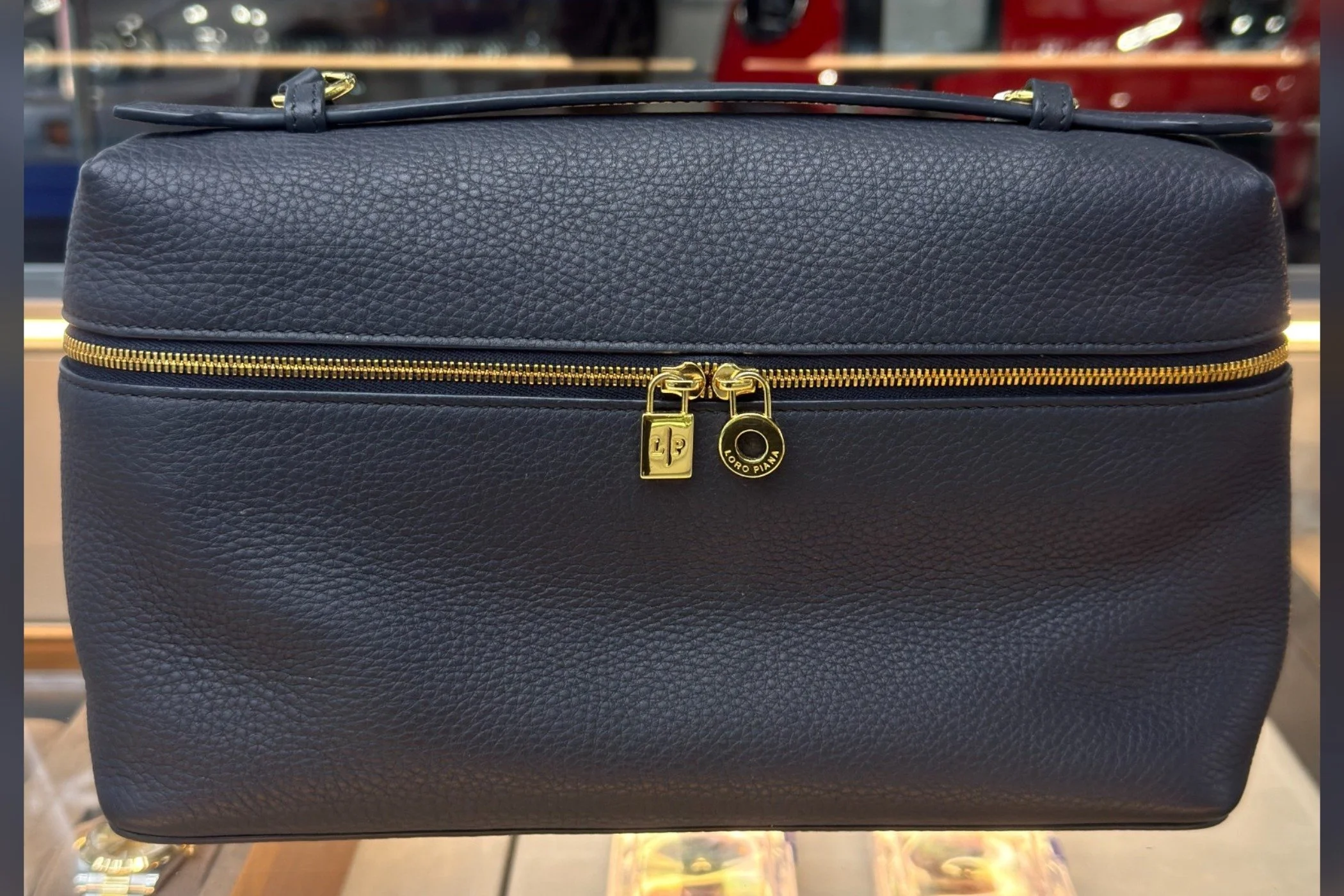 Loro Piana Extra Pocket L27 bag in a sophisticated navy Blue Calfskin