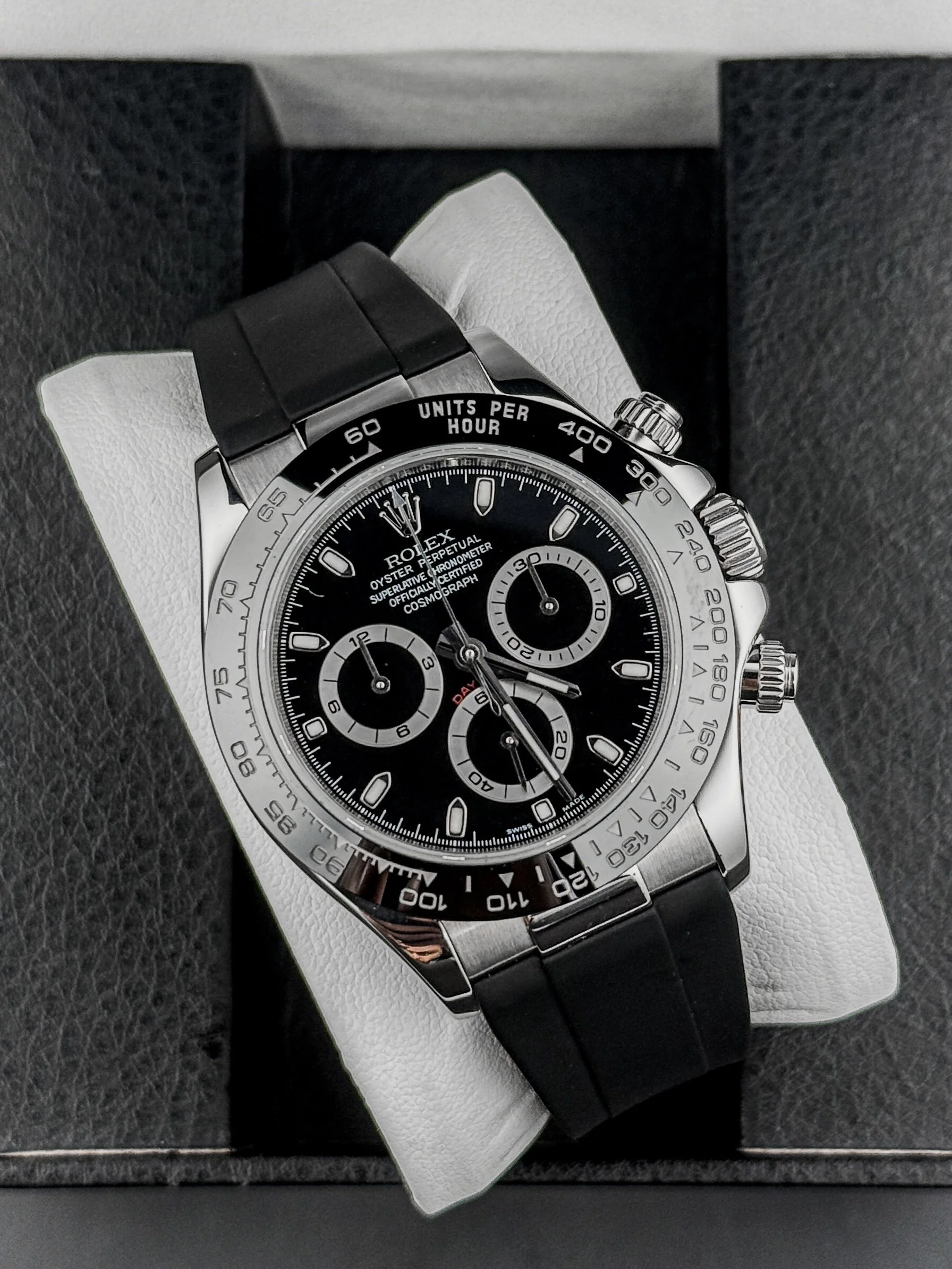 Rolex Daytona 18k White Gold Black Dial Custom Ceramic Bezel 116519 40MM