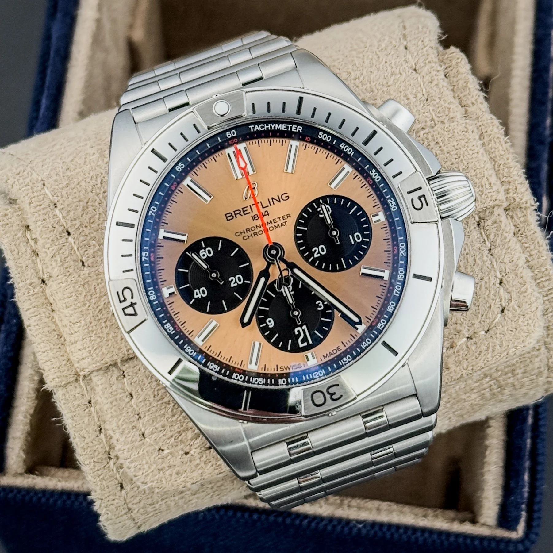 Breitling Chronomat B01 42 Copper Chronograph Steel Watch AB0134101K1A1