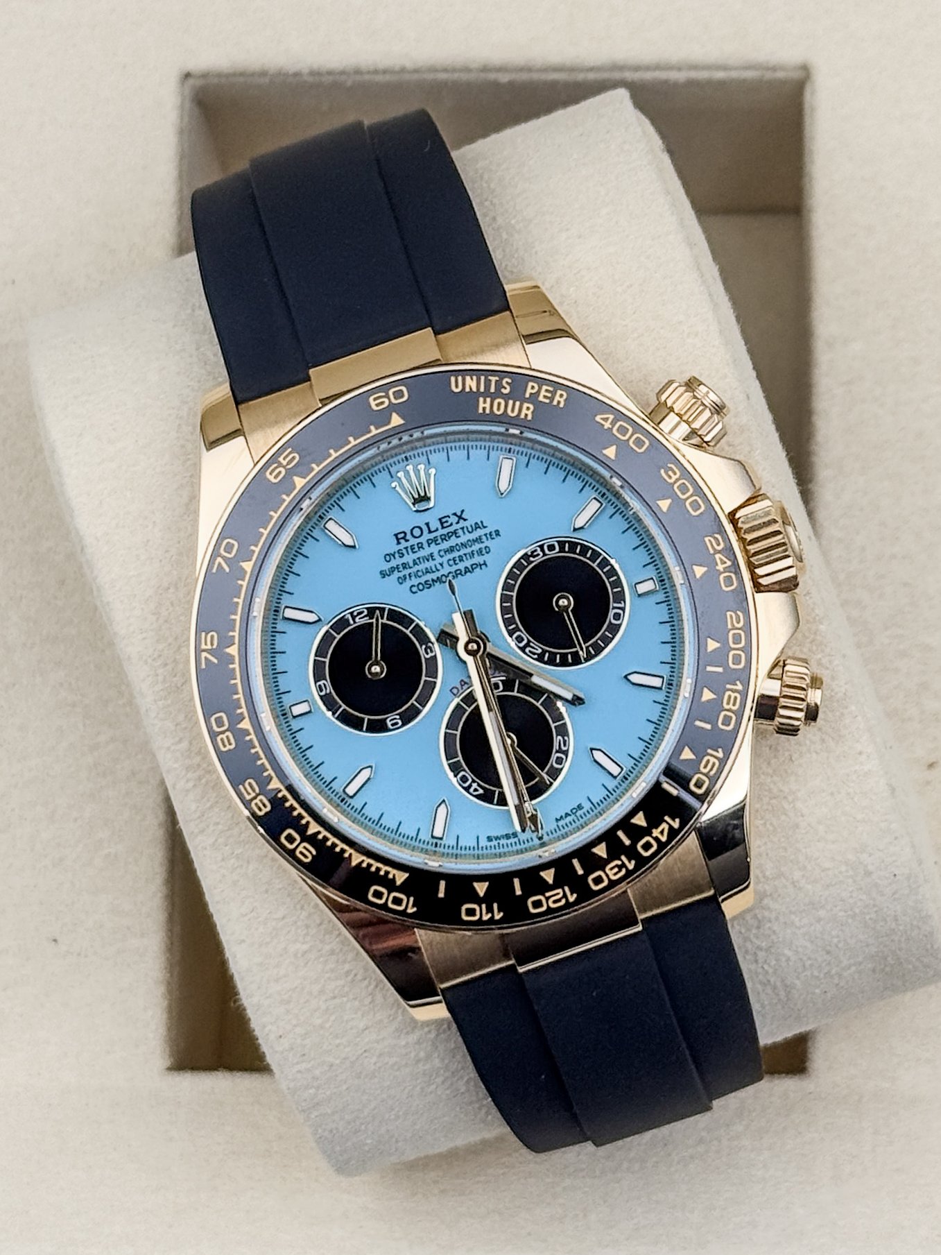 Rolex Daytona 126518LN Turquoise Blue Tiffany Dial Yellow Gold Watch