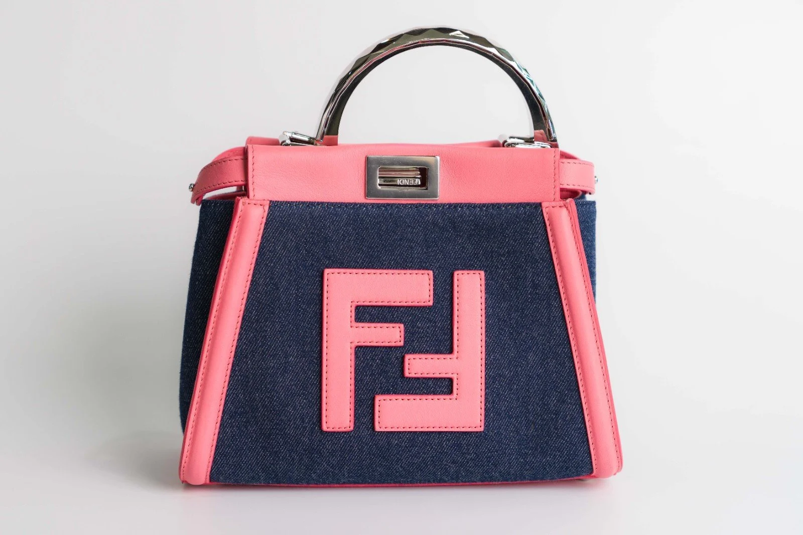 Limited Edition Fendi Peekaboo Bag - Denim and Pink Leather