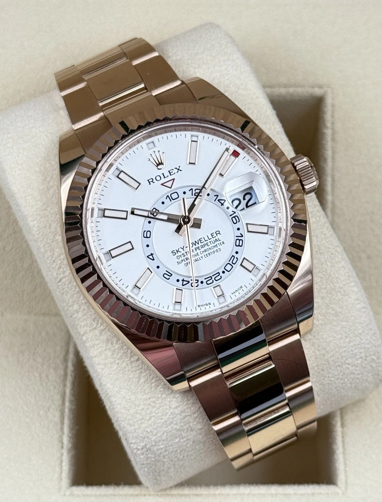 Rolex Sky Dweller 326935 Rose Gold White Dial