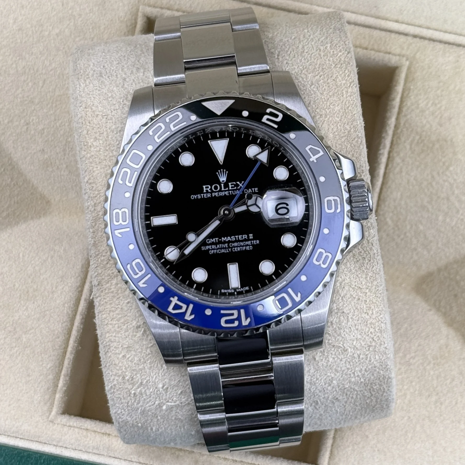 Rolex GMT-Master II Batman Blue Black Bezel Oyster Steel 40mm 116710BLNR