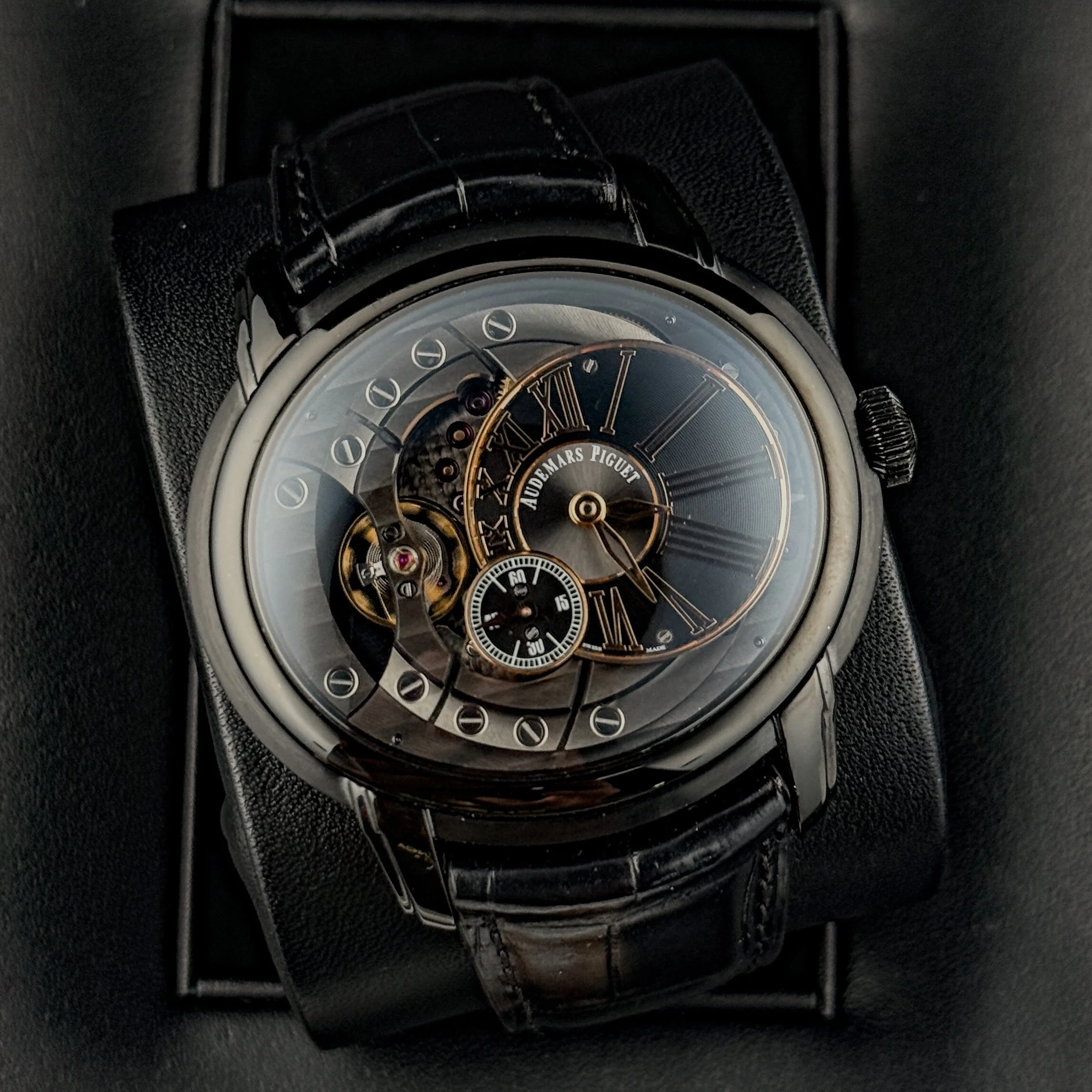 Audemars Piguet Millenary 4101 Bespoke DLC Black Skeleton Watch 15350ST