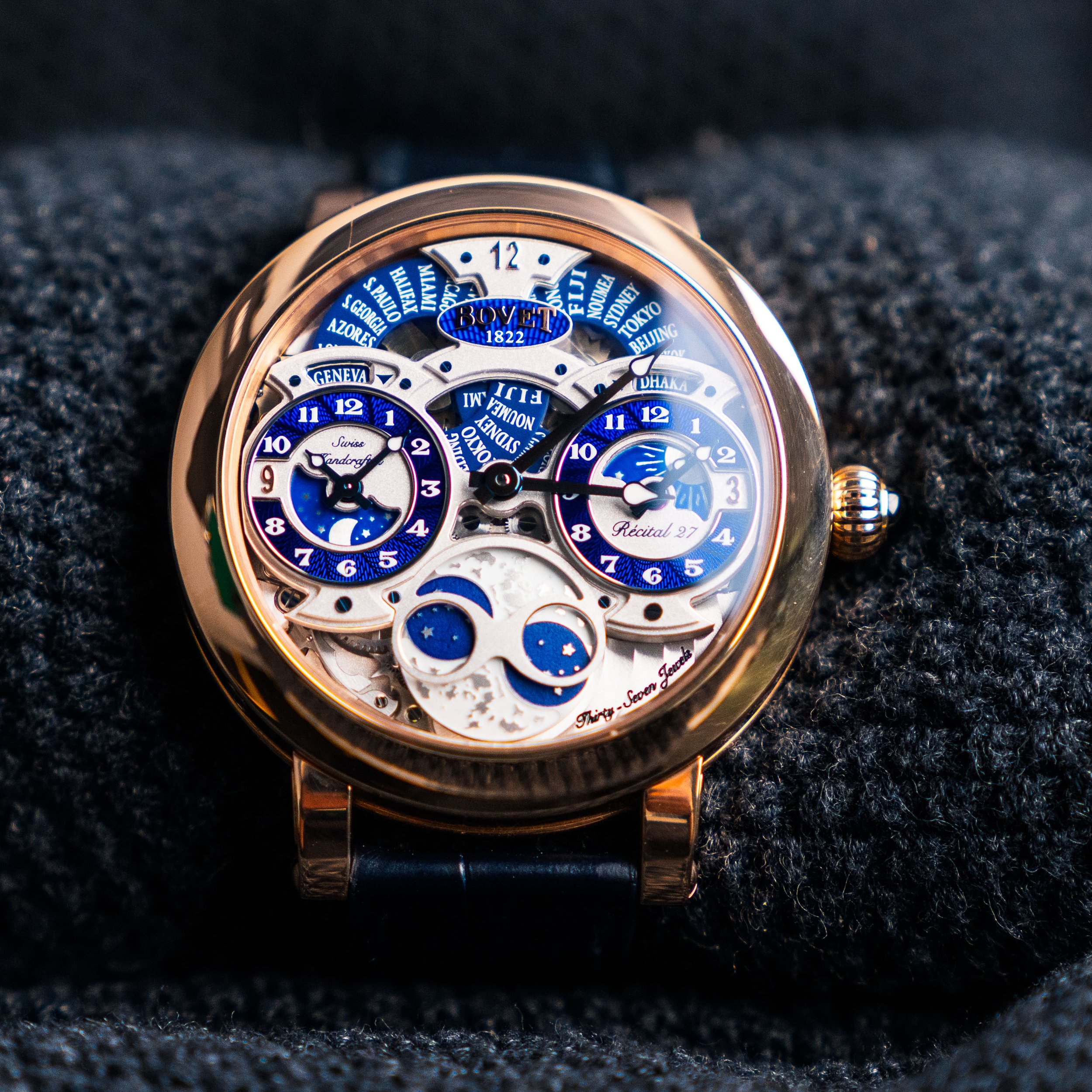 Bovet Recital 27 Triple Time Zone R270001-14 Rose Gold 46MM Men's Watch