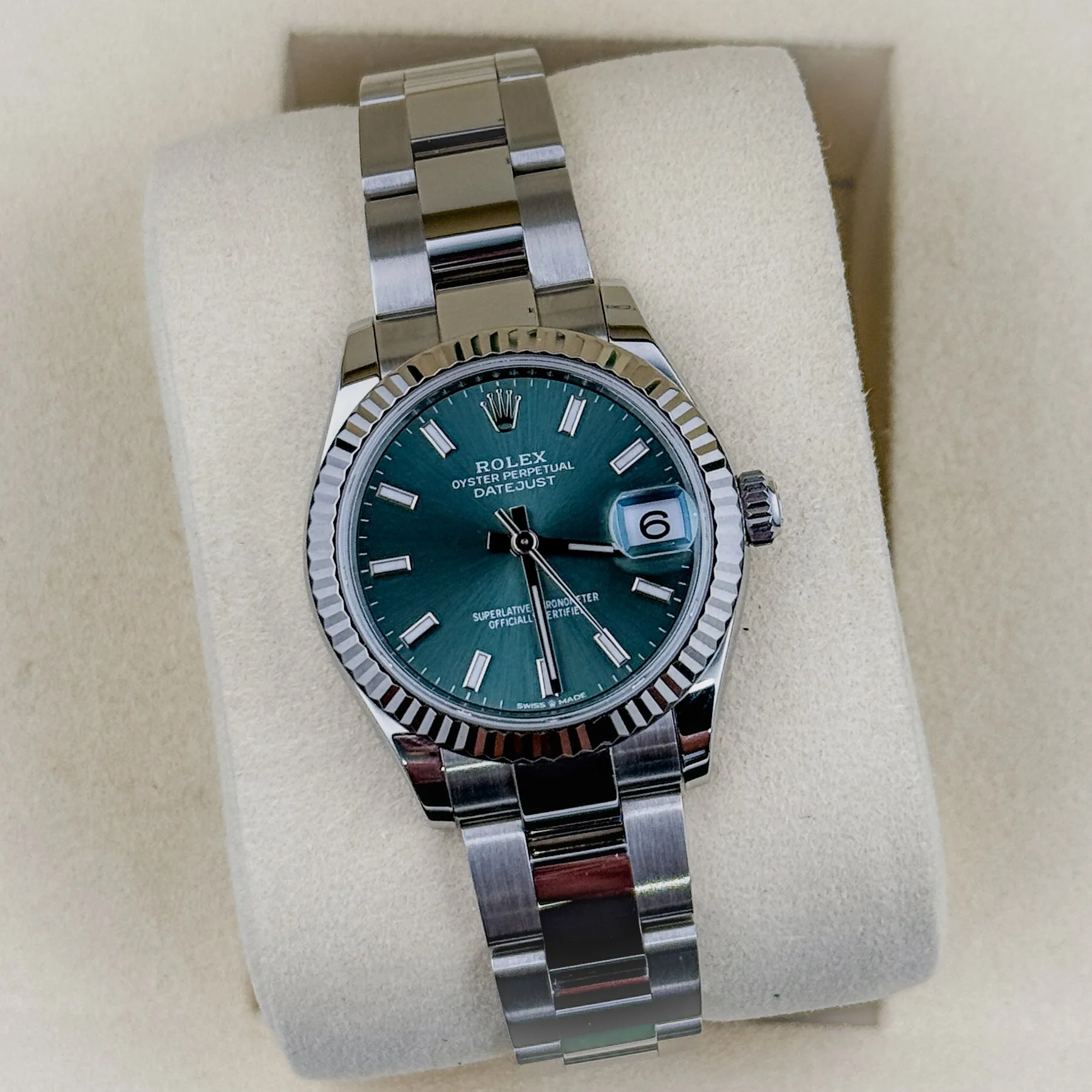 Rolex Datejust 31 Mint Green Dial Fluted Bezel Oyster Steel 278274