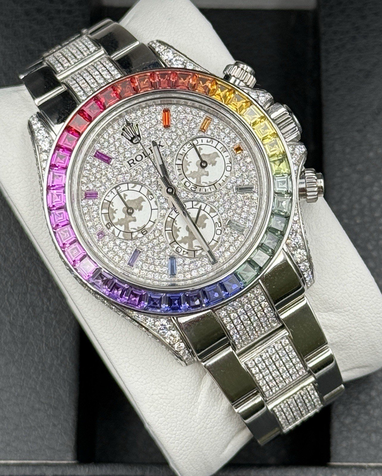 Rolex White Gold 116509 Daytona Rainbow 116599RBOW Full Pave Diamond Dial Custom