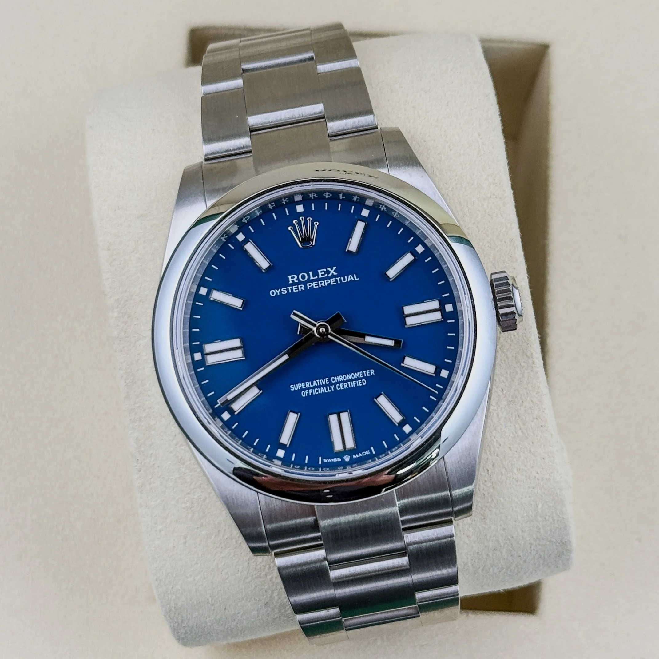 Rolex Oyster Perpetual Blue Dial Smooth Bezel Steel 41mm 134300