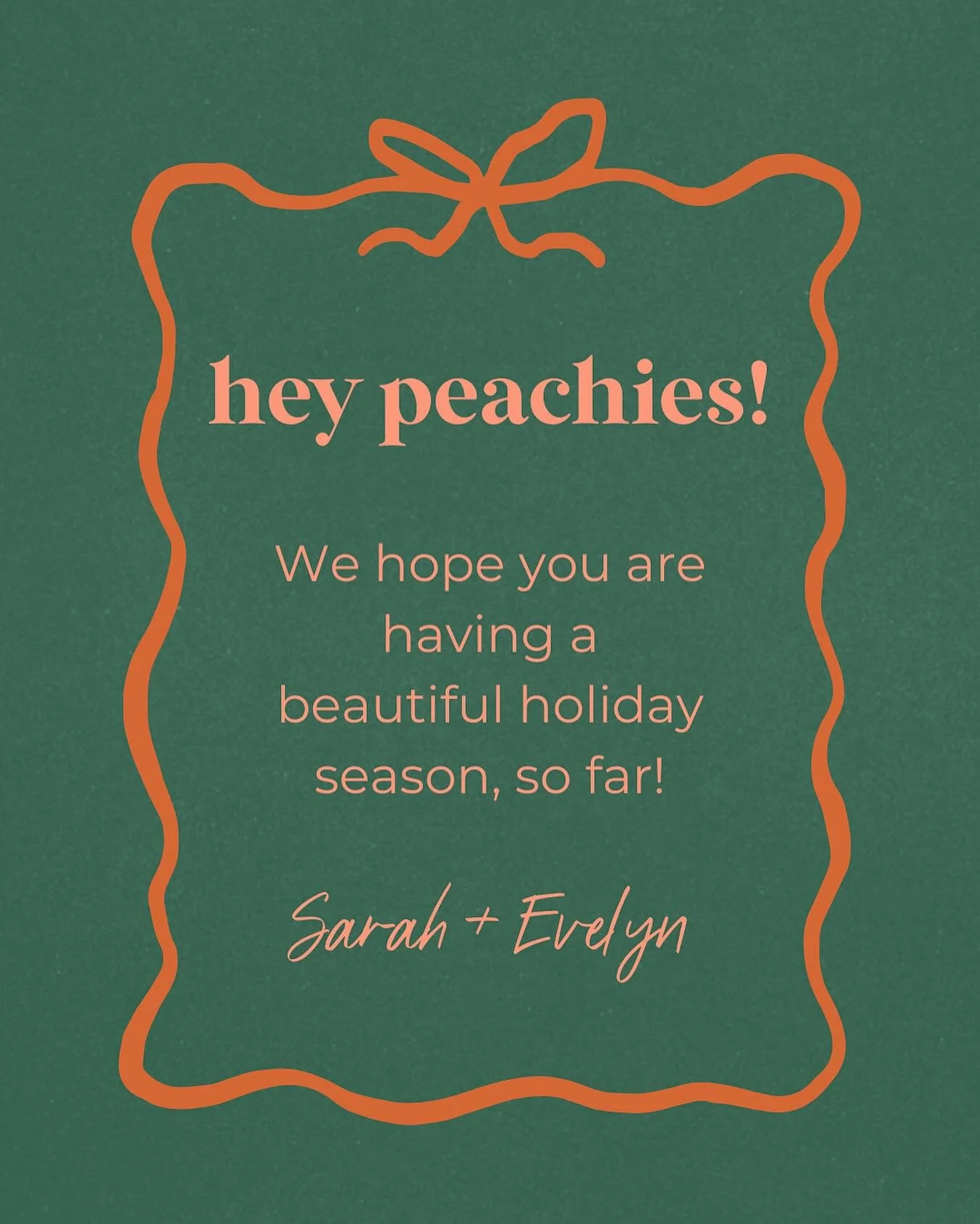 Hey peachies! We hope you&rsquo;re having a beautiful holiday season so far! 

A few things&hellip;
🍑 gift cards are available for purchase on our website or in the studio
🎁 we&rsquo;re working on a cutie lil gift guide to share with you (supportin