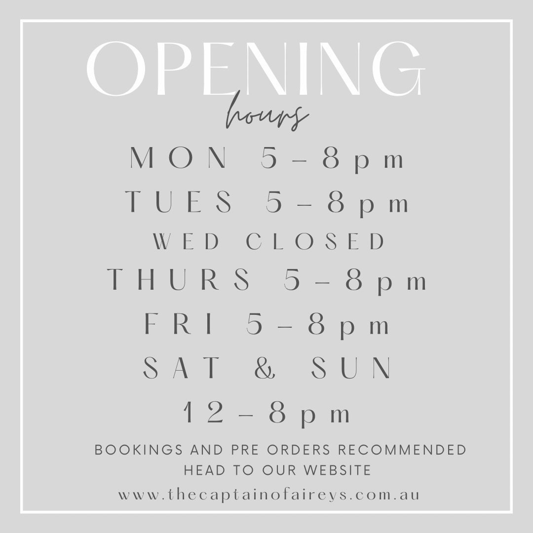 As the weather gets better and days get longer we are adding Tuesday to our opening days. 
Including all day Melbourne Cup! 
Looking forward to seeing you soon. 
#thecaptainofaireys #aireysinlet #woodfiredpizza #greatoceanroad
