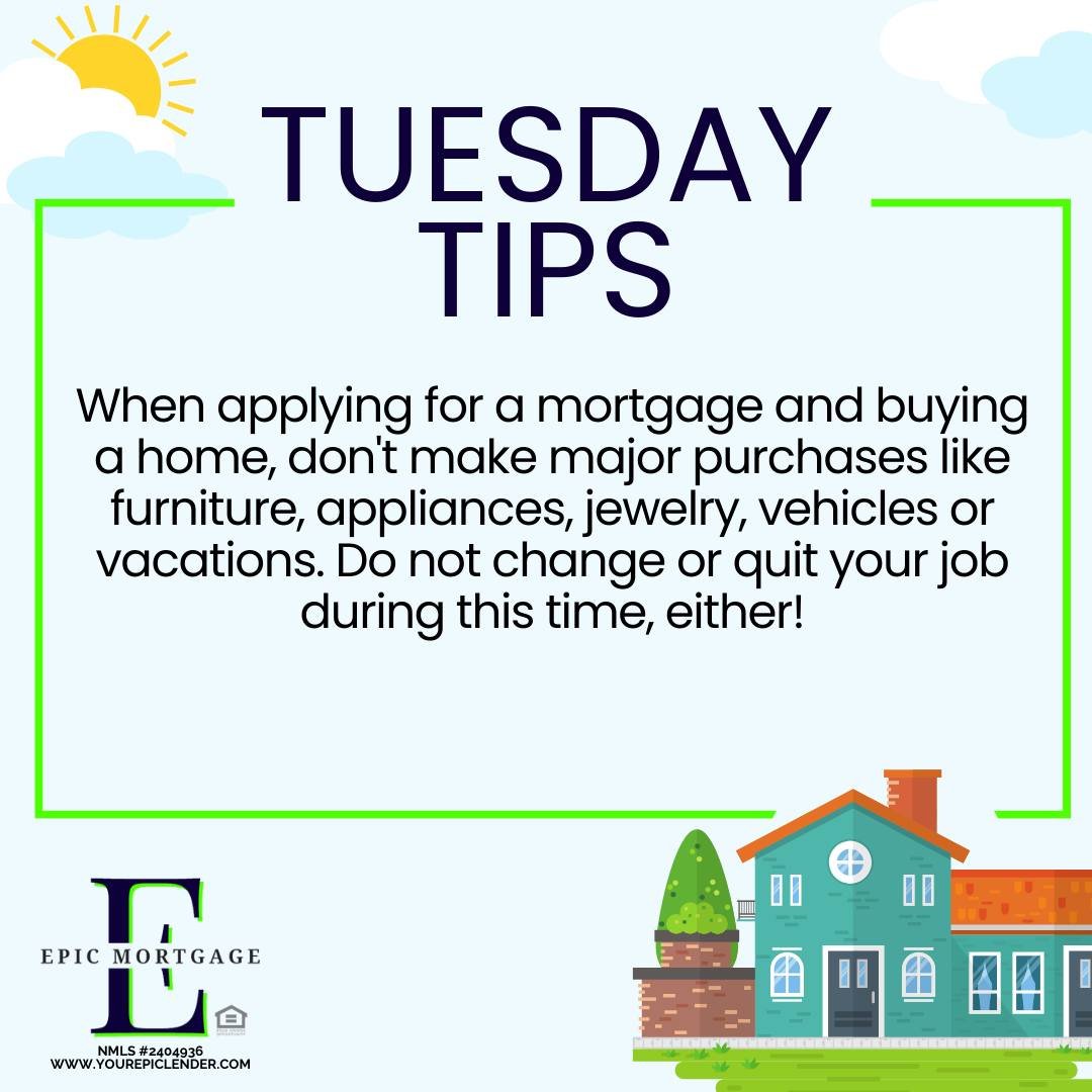 ✨Tuesday Tip!✨

www.yourepiclender.com 

#yourepiclender #epicmortgage #homebuyertips