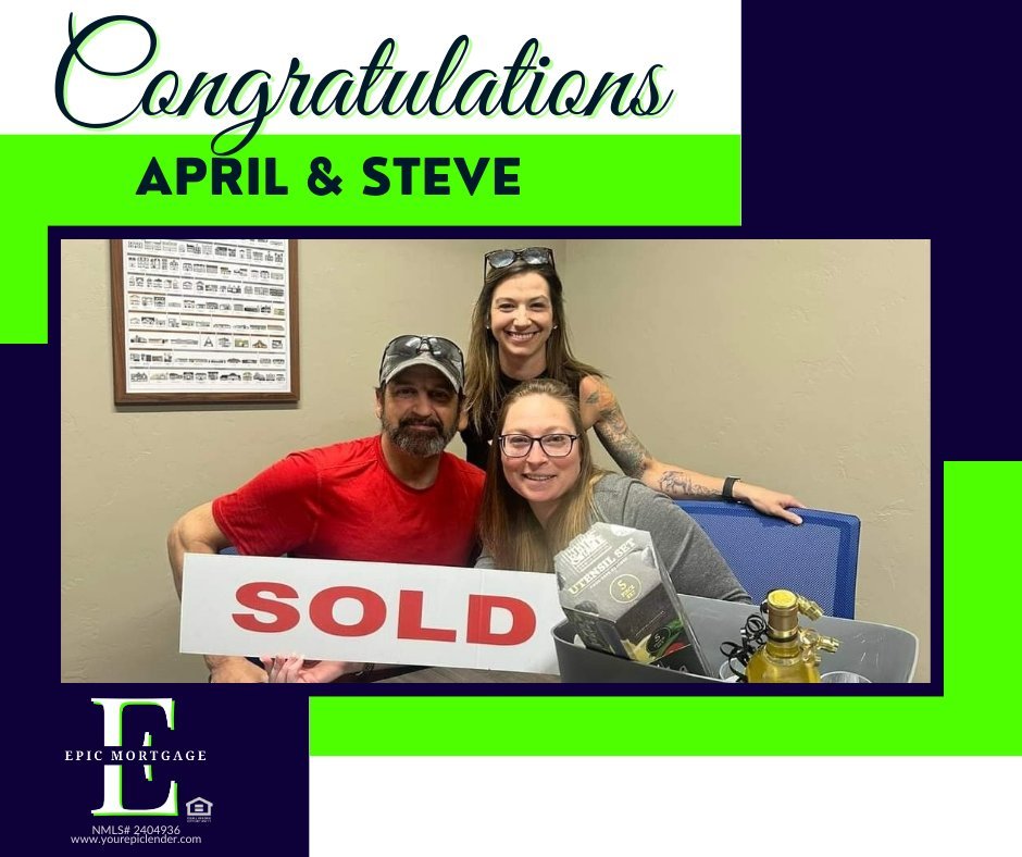 🎉Congratulations, April &amp; Steve!🎉

We're so excited for you and your new home!  Thank you for trusting Hans Schneiker and Epic Mortgage to help you with your dream home!

Hans was able to help April &amp; Steve in a pinch after their last deal 