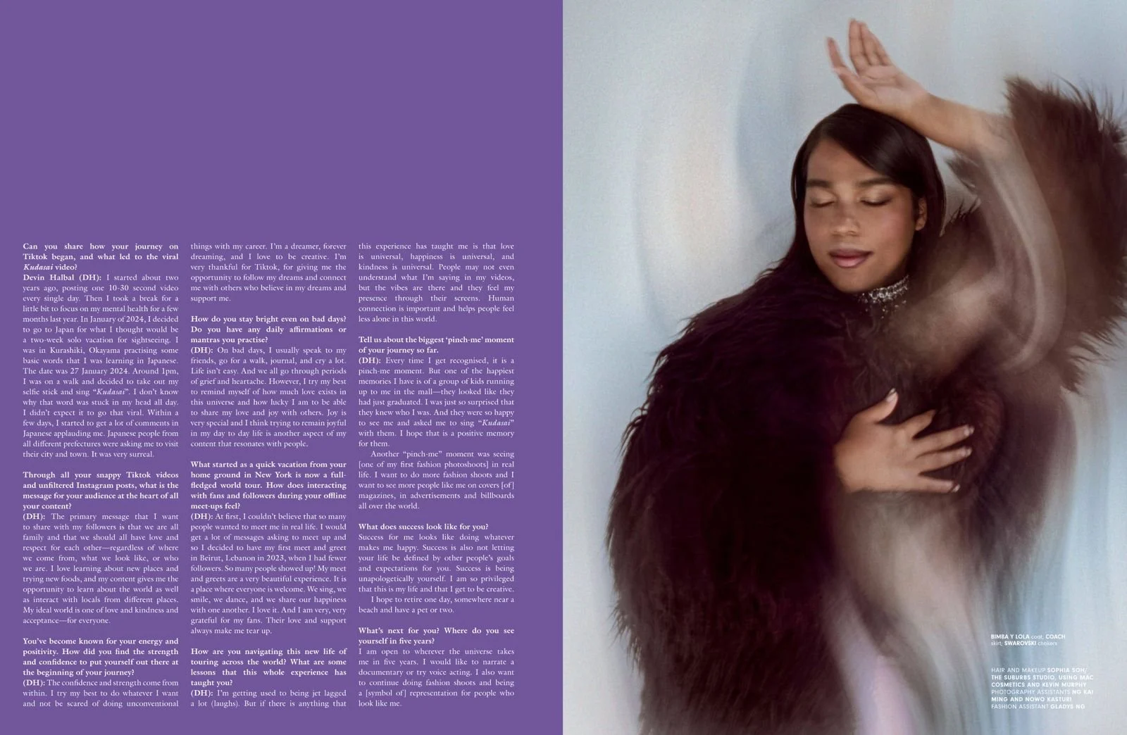 Hair and makeup by Sophia Soh of The Suburbs Studio for Grazia publication