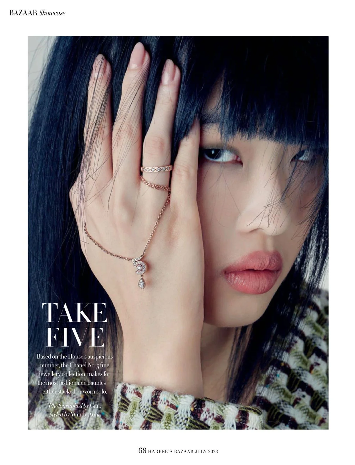 Makeup by Kat Zhang of The Suburbs Studio for Harpers Bazaar publication