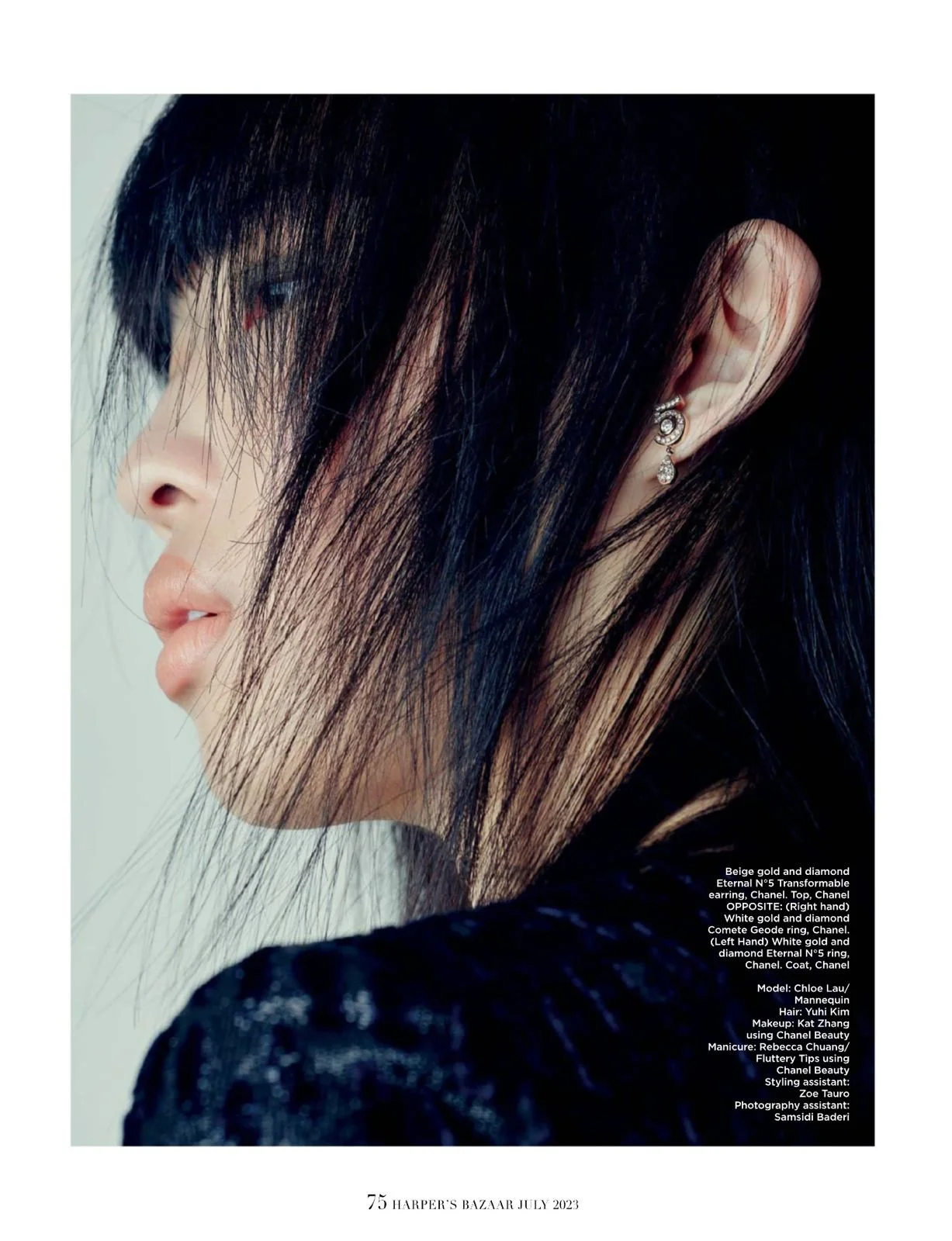 Makeup by Kat Zhang of The Suburbs Studio for Harpers Bazaar publication