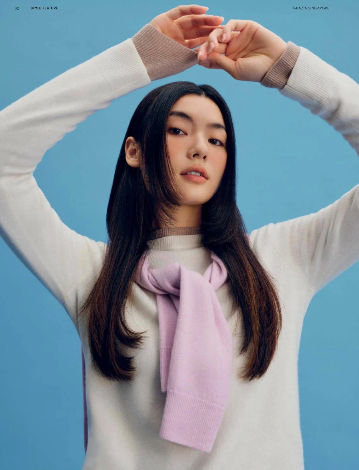 Hair and makeup by Kat Zhang of The Suburbs Studio for Grazia publication