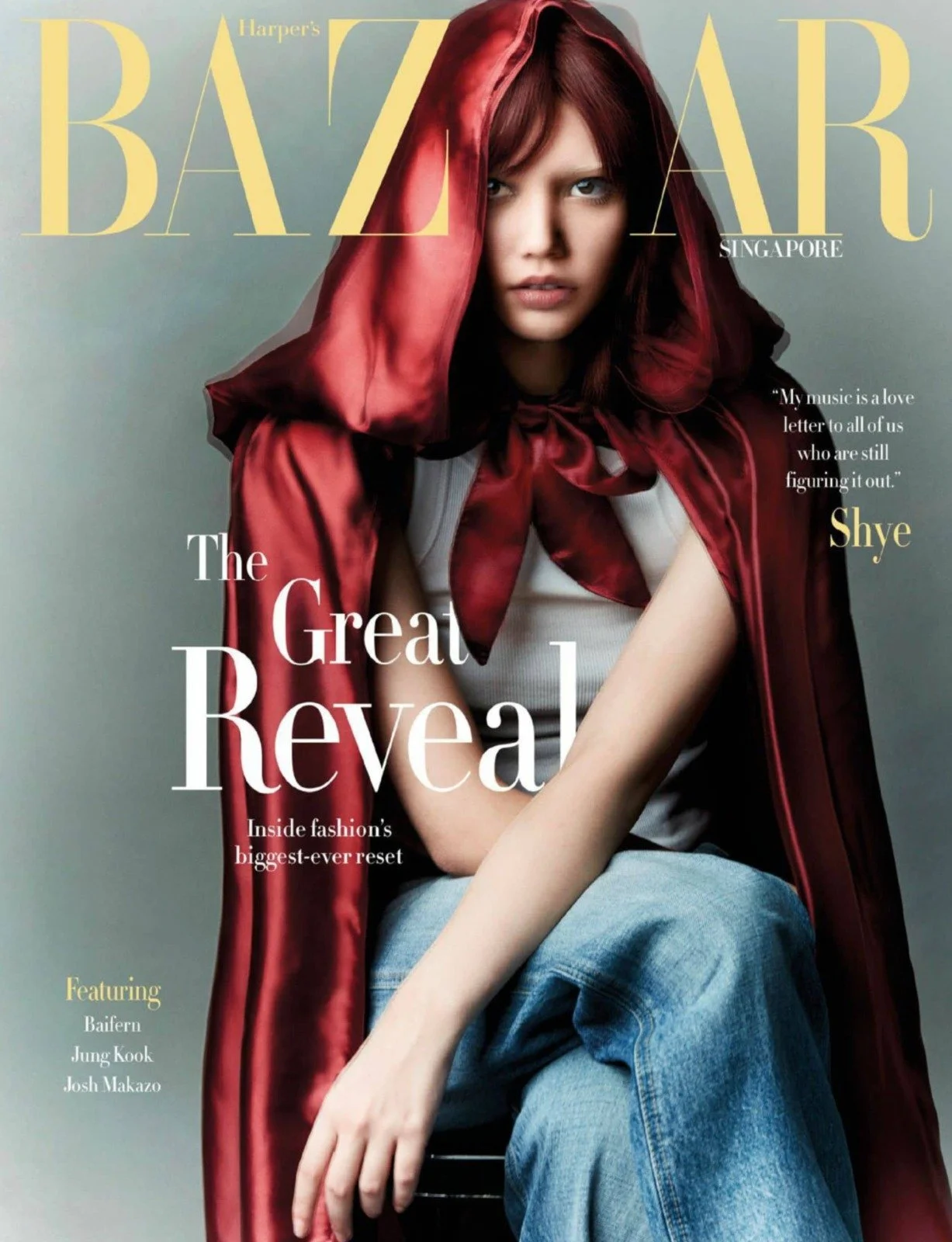 Hair and makeup by Kat Zhang of The Suburbs Studio for Shye for Harper's Bazaar publication