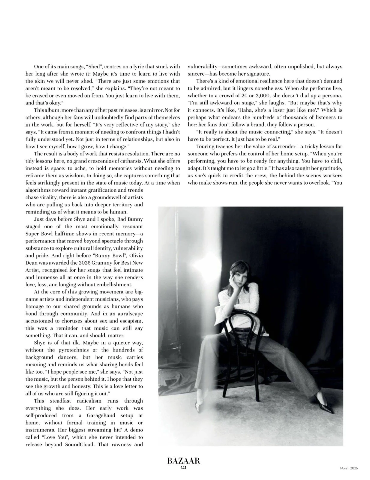 Hair and makeup by Kat Zhang of The Suburbs Studio for Shye for Harper's Bazaar publication