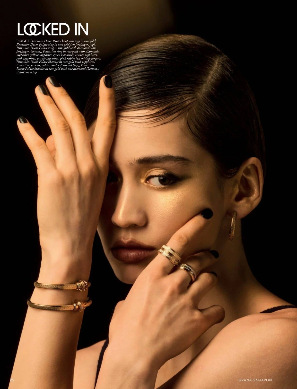 Hair and makeup by Kat Zhang of The Suburbs Studio for Grazia editorial publication