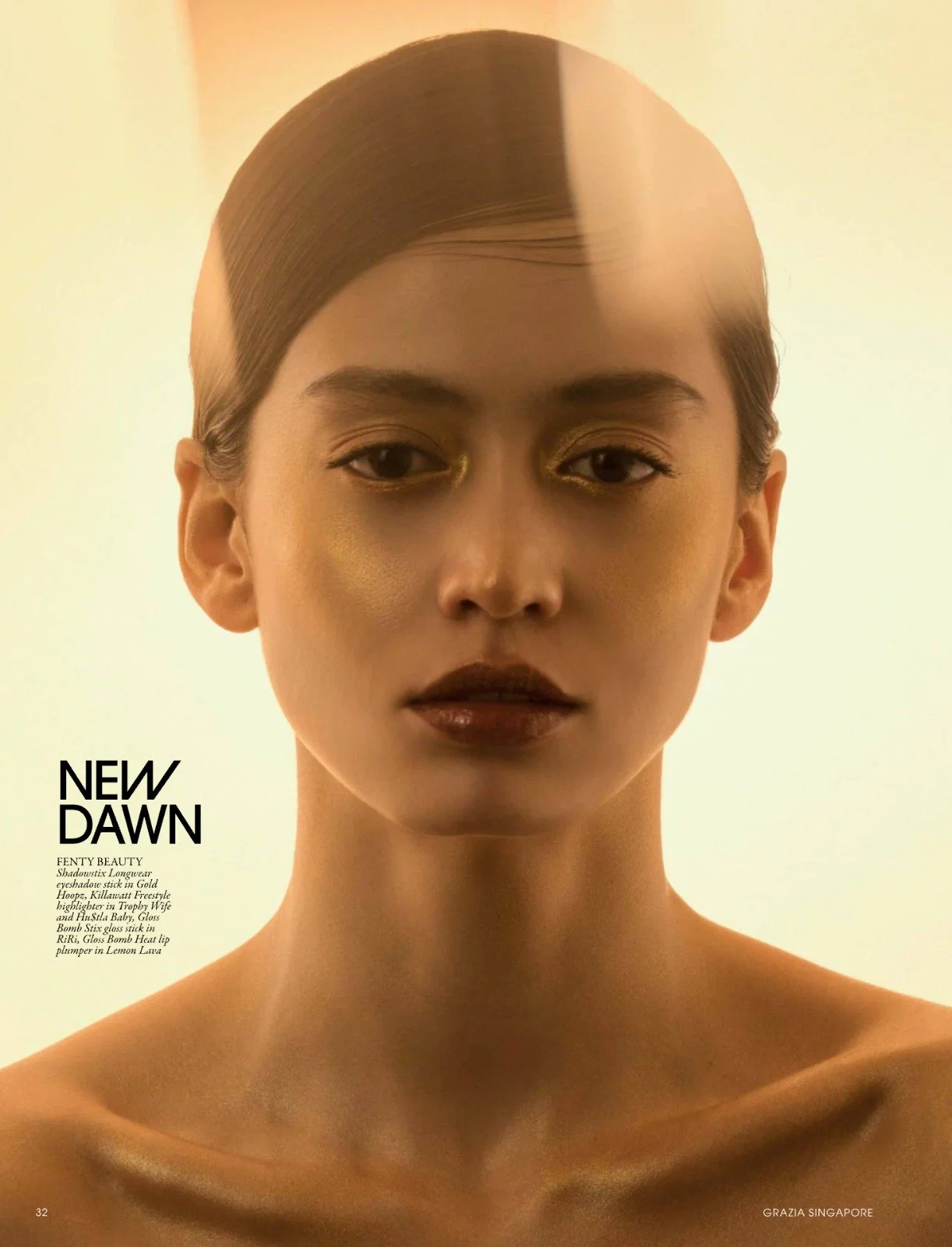 Hair and makeup by Kat Zhang of The Suburbs Studio for Grazia editorial publication