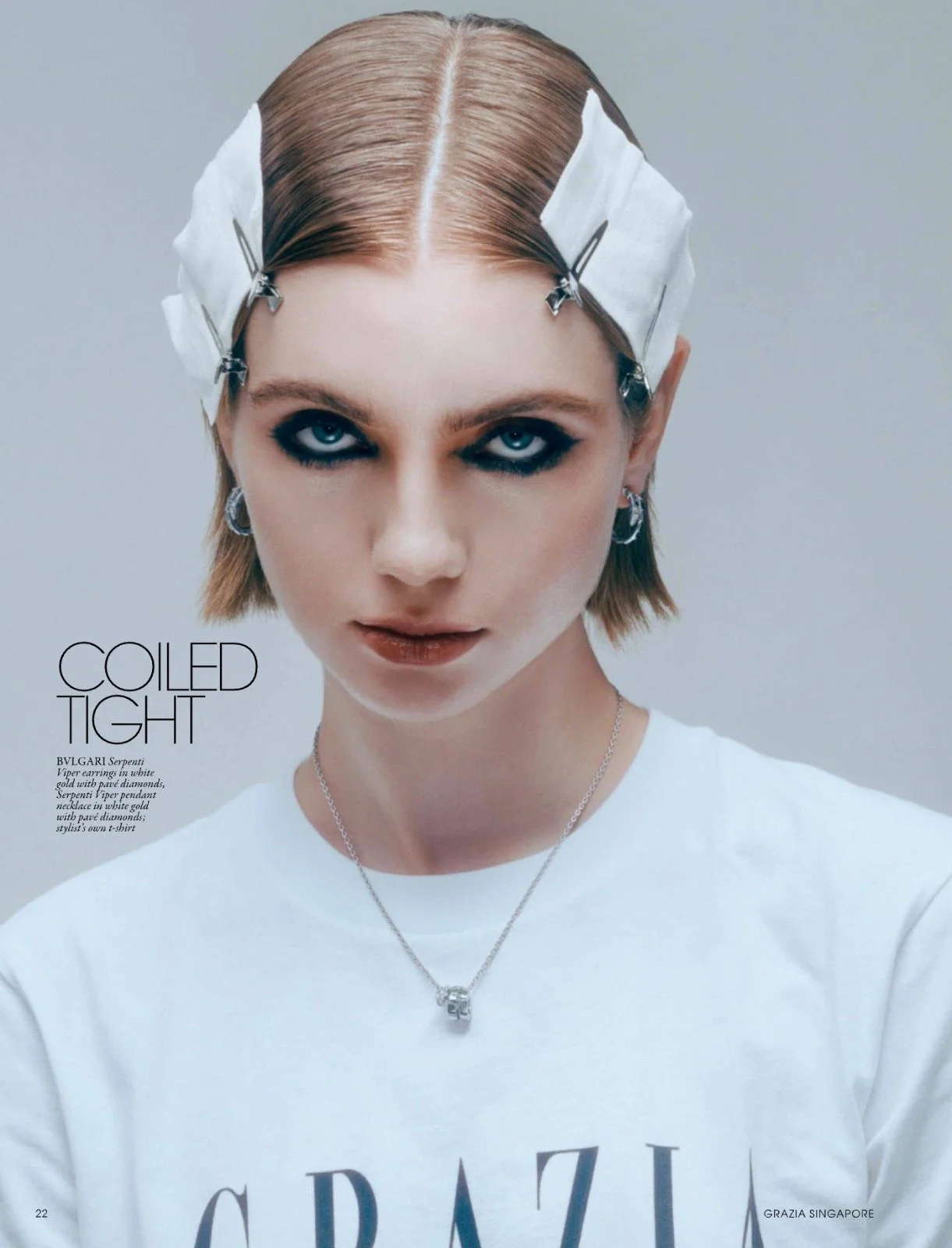 Hair and makeup by Kat Zhang of The Suburbs Studio for Grazia publication