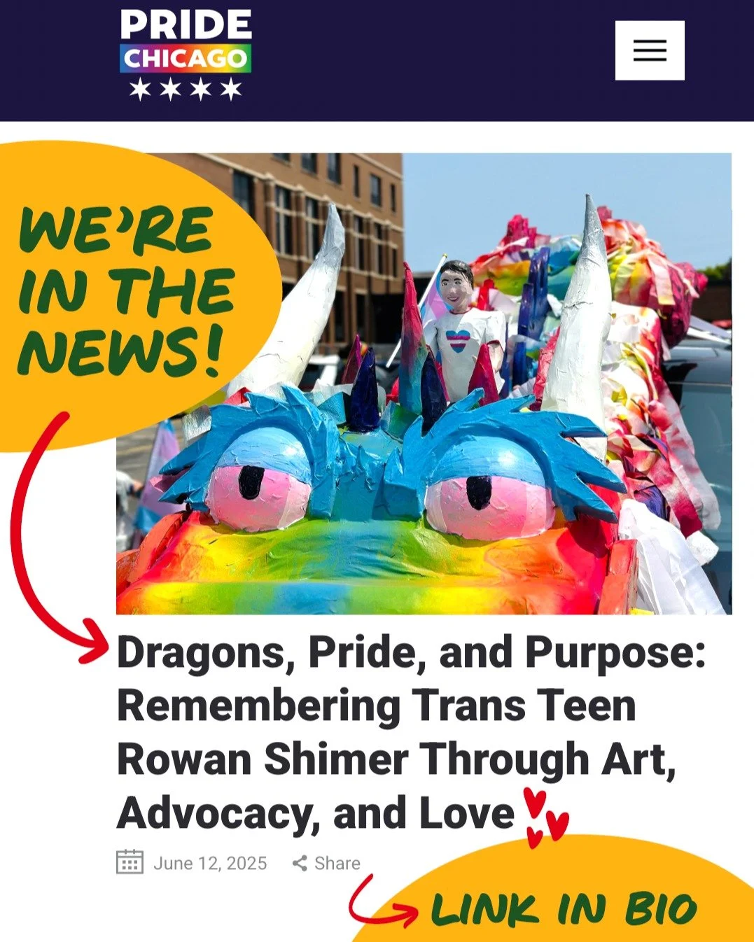 WE&rsquo;RE IN THE NEWS! Team Rowan is featured in an article by @pridechicagoparade 🙌 

Special thanks to Steve and Ross at PRIDE Chicago for reaching out and giving our little organization some love and visibility 🫶 We&rsquo;re so grateful, feeli
