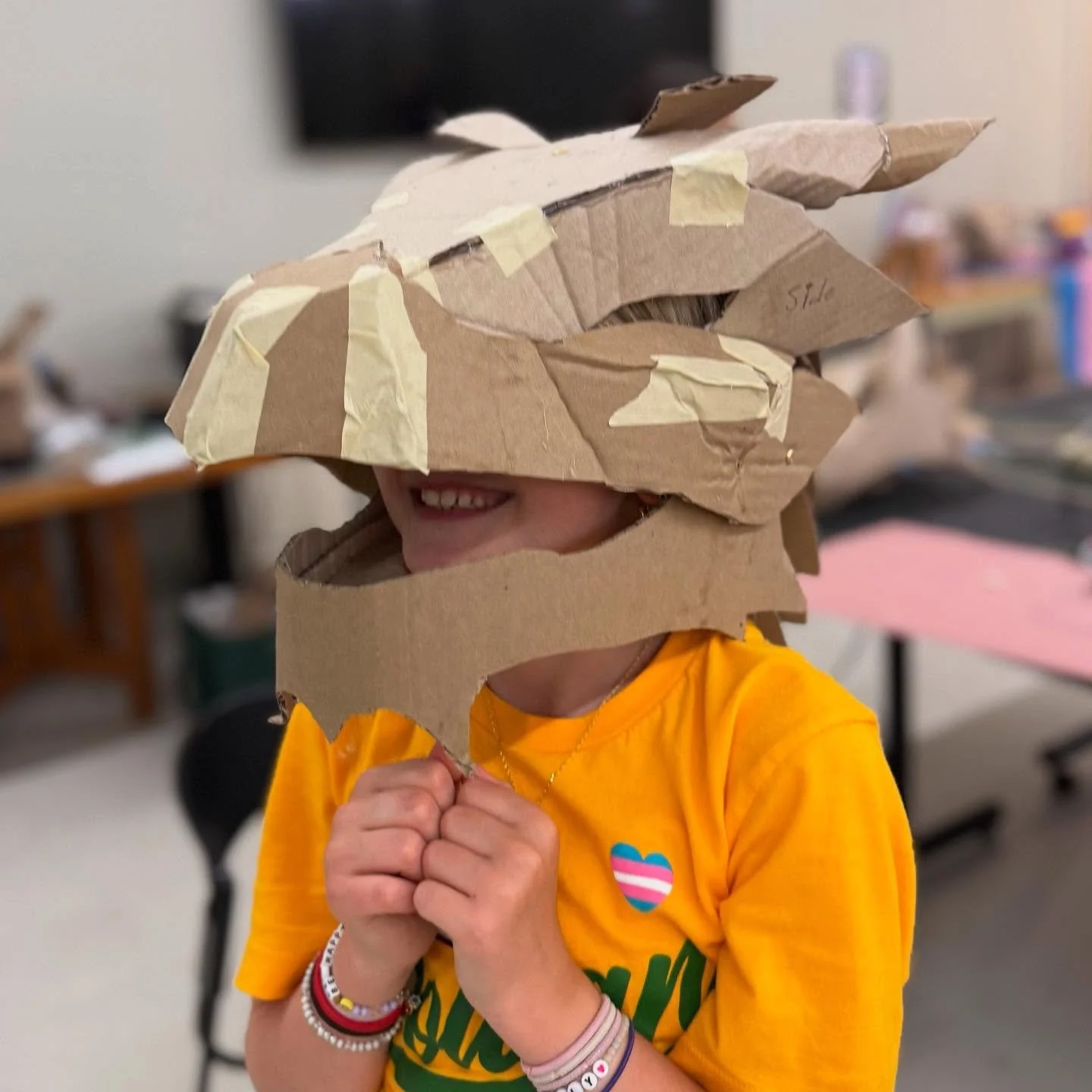 Day 1 is in the books! We built 17 DRAGon masks with an amazing team of creative humans 🌈 Tomorrow: WE PAINT! 🏳️&zwj;🌈🏳️&zwj;⚧️ Thanks to our amazing volunteers and team members &mdash; we could not do it without you! 💛