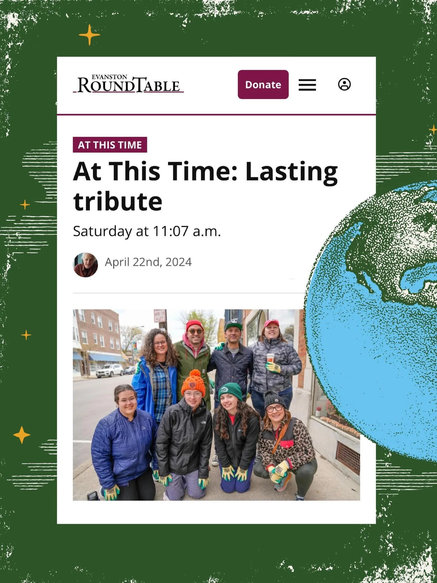 Looking back at @team.rowan&rsquo;s first Earth Day Clean-Up and the lovely mention we received from @evanstonroundtable 💛 

🔗 LINK TO ARTICLE IN BIO

Join us once again and support @MainDempsterMile as we tackle the Earth Day Neighborhood Clean-Up