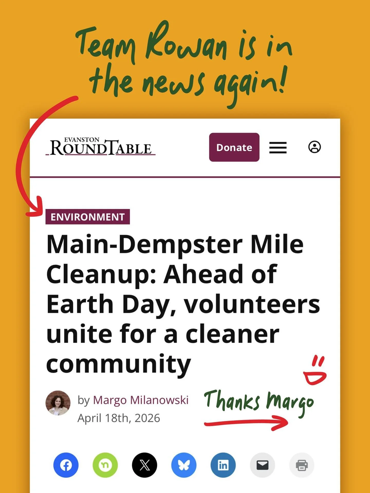 Happy Earth Day! Special thanks to the @evanstonroundtable for featuring @Team.Rowan 🌎 our shared efforts and purpose 🙌

🔗LINK TO ARTICLE IN BIO

We&rsquo;re grateful to live in a community that cares about the environment and LGBTQ+ youth 🏳️&zwj