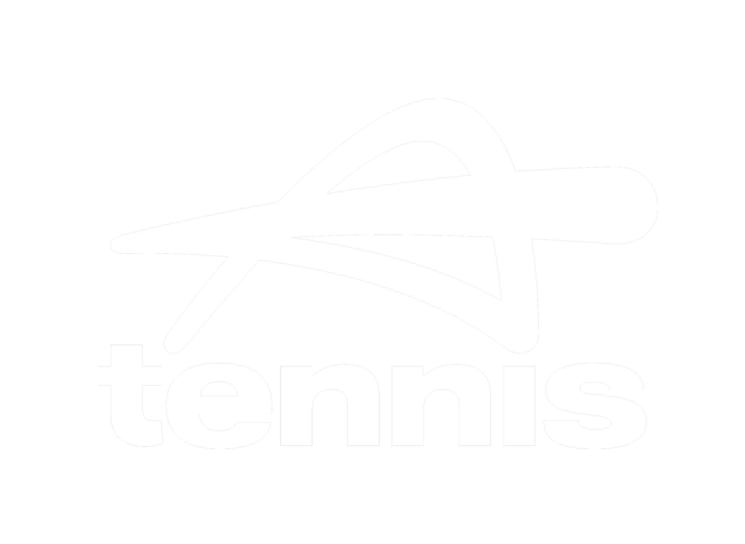Stylized logo with "tennis" text and abstract graphic on black background.