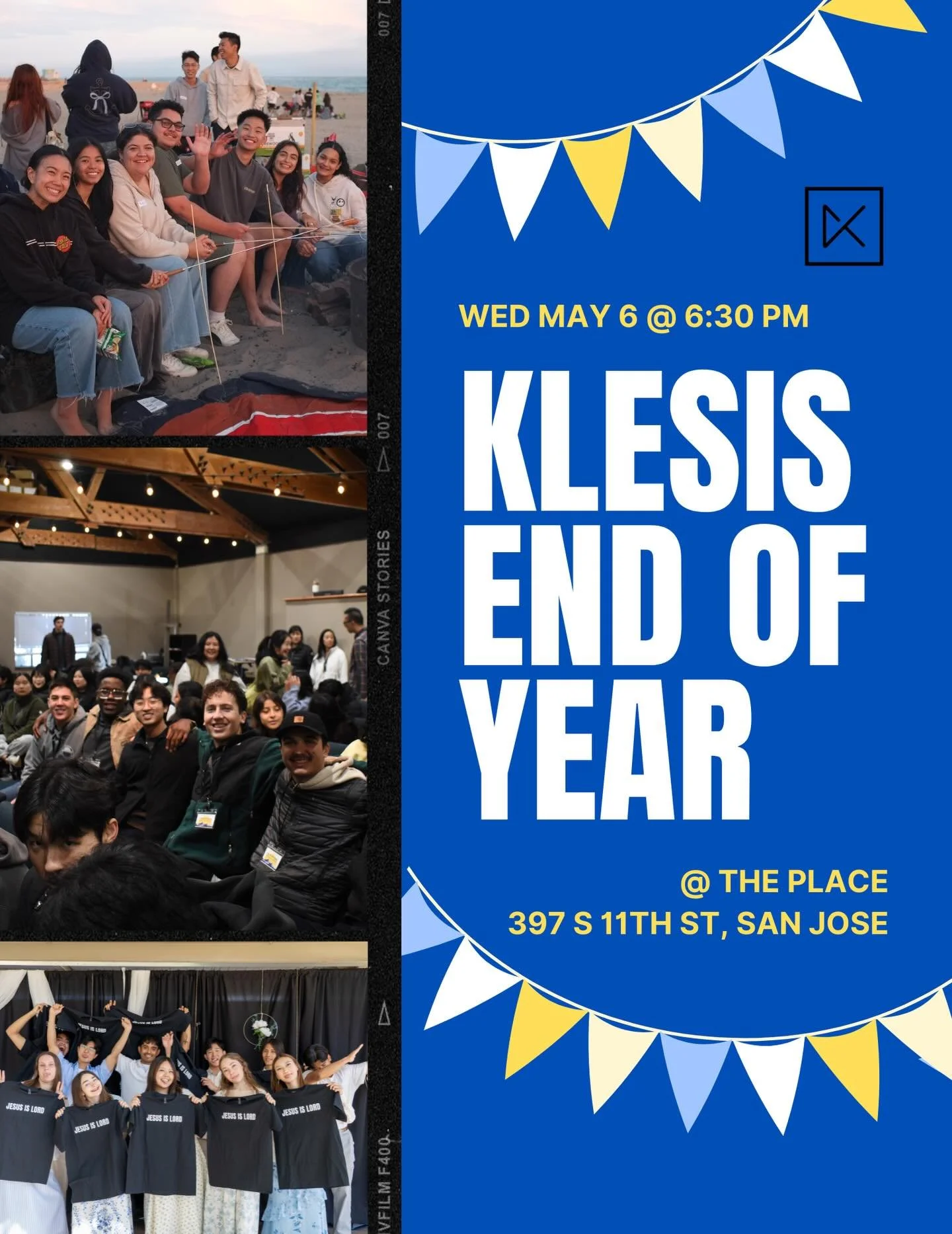 Hey everyone! 
We wanted to gather one last time as a group before finals begin. We&rsquo;d love to have you join us for our Klesis Year-End Gathering! 

When: Wednesday, May 6th at 6:30PM 🗓️
What we&rsquo;re having: Hawaiian BBQ 🍖
Where: The Place