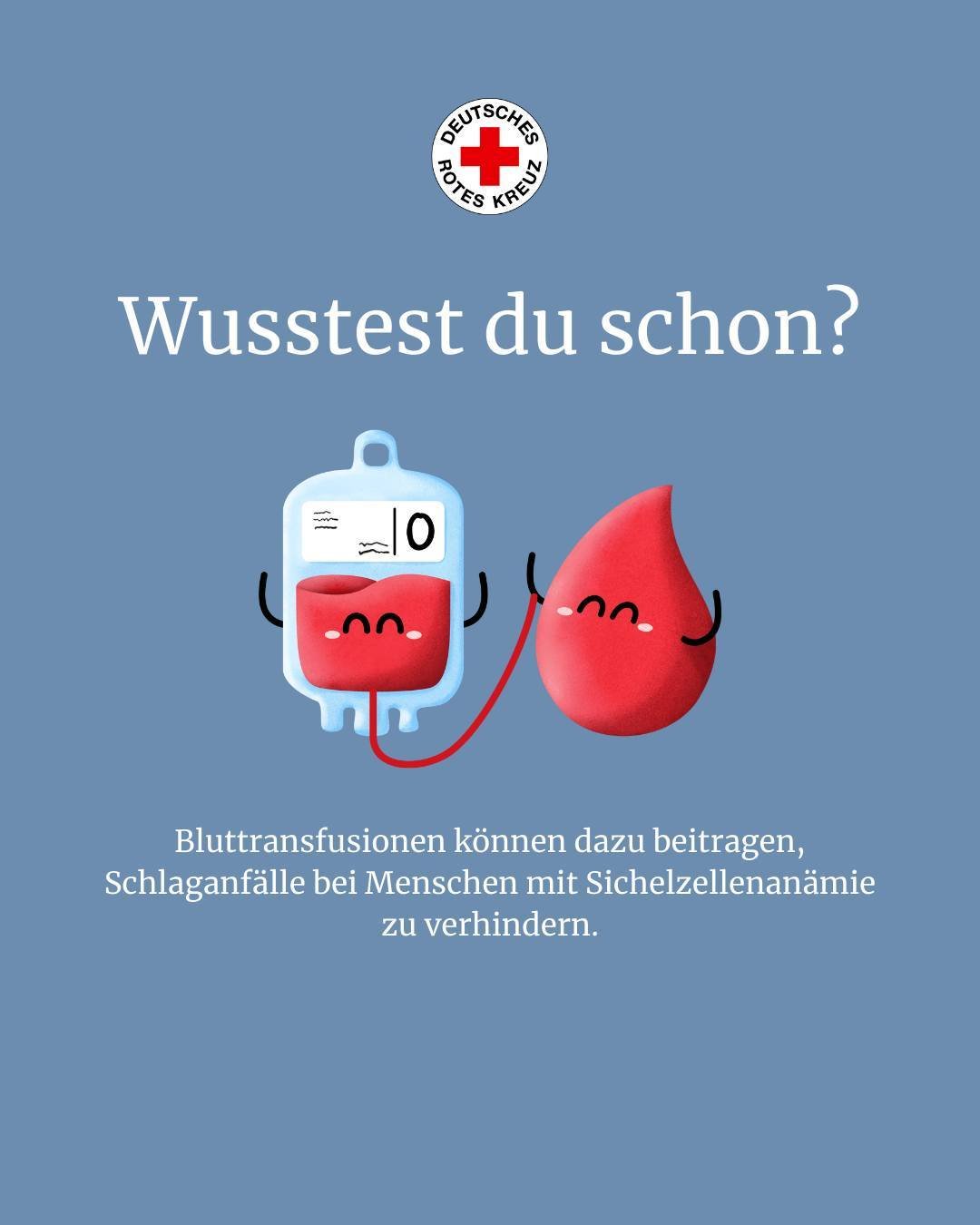 🩸✨ Wusstest du schon?

Bluttransfusionen spielen eine entscheidende Rolle bei der Pr&auml;vention von Schlaganf&auml;llen bei Menschen mit Sichelzellenan&auml;mie.

Eine kleine Tat, die Leben ver&auml;ndern kann. Informiere dich und teile diese wich