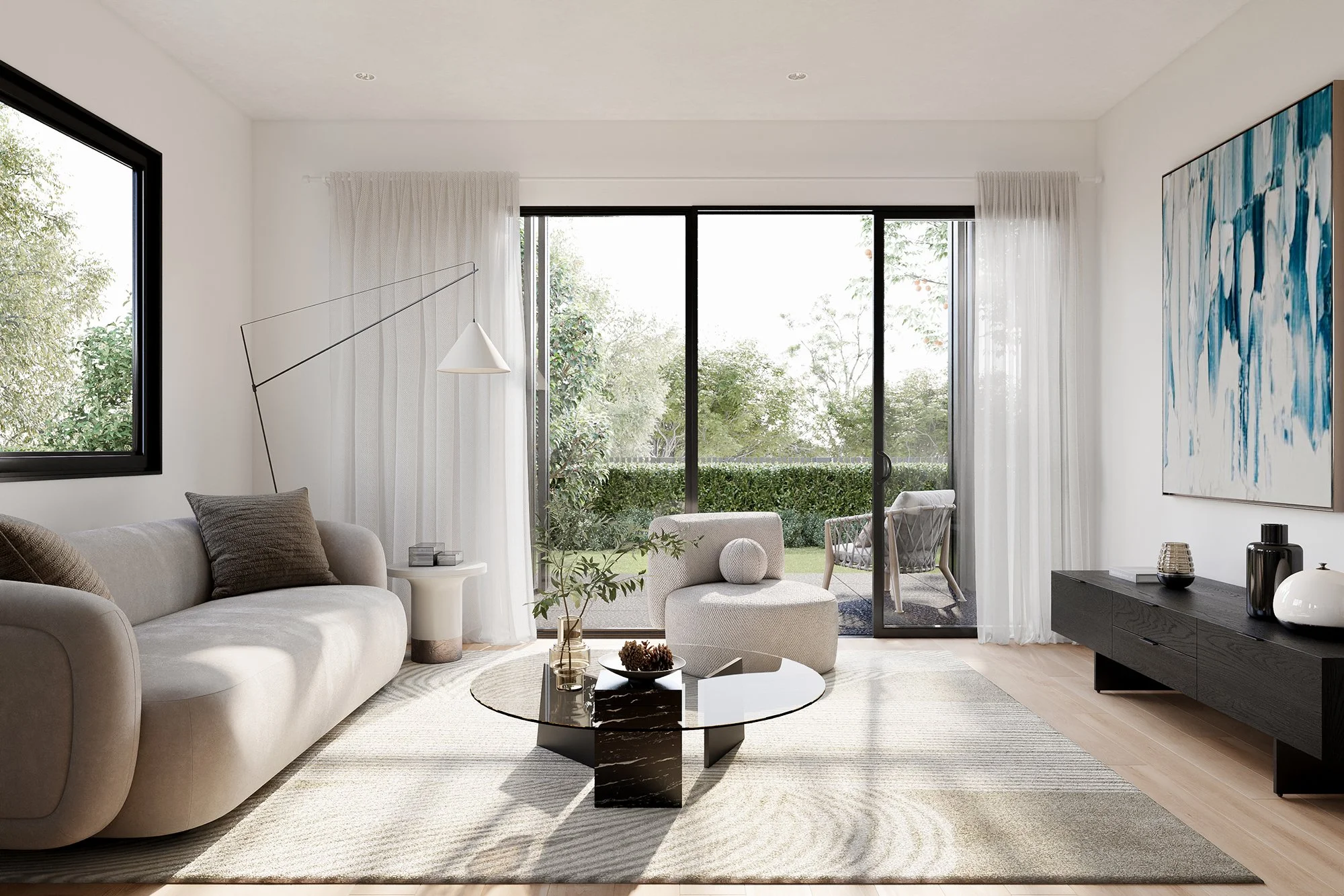 Owairaka Townhouse Living room High end