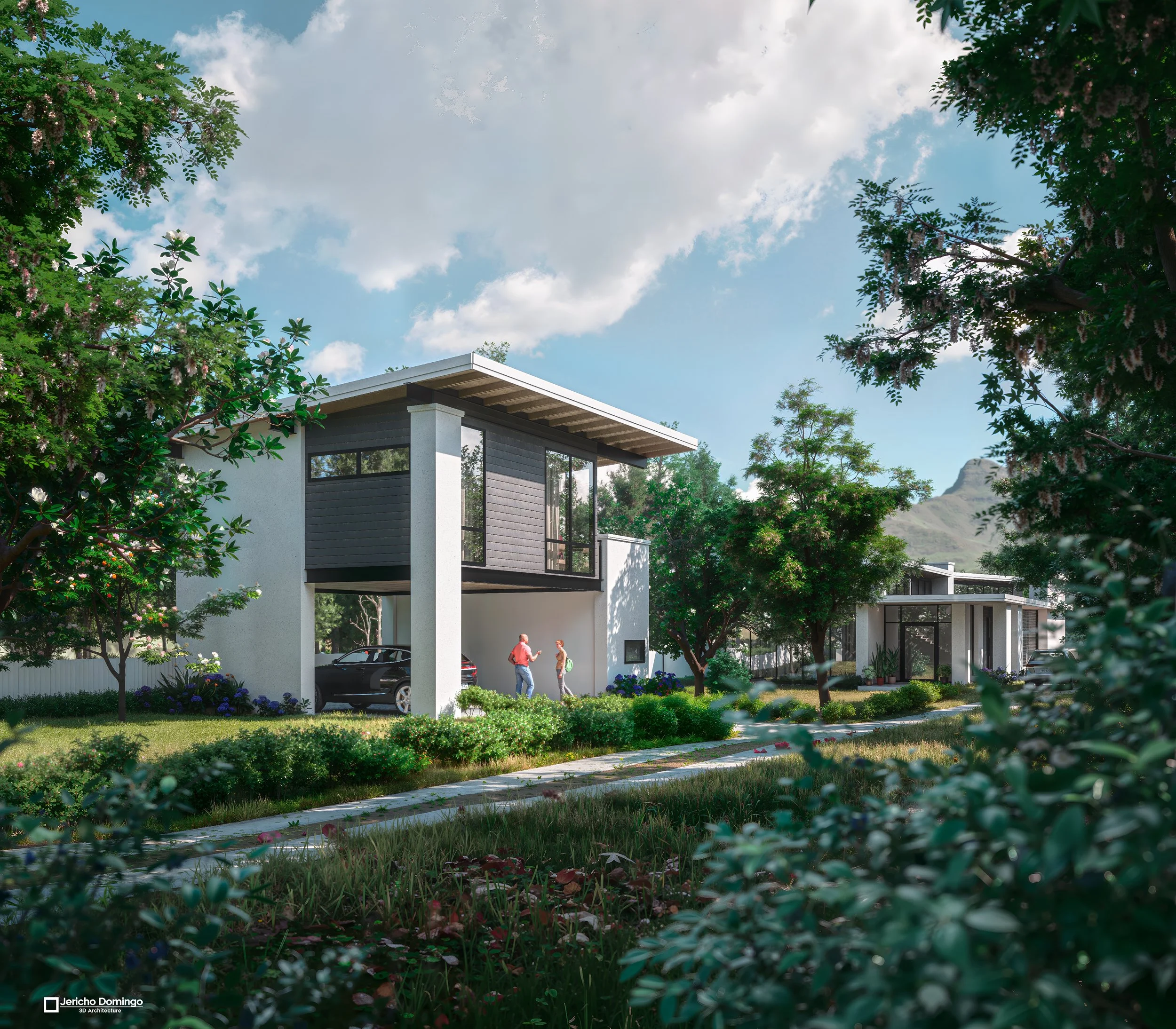 Exterior Rendering of Modern Two-Building Residential Complex – Kinney Ave., Austin TX