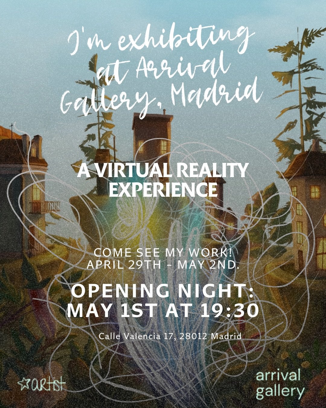 I spend my days building virtual worlds for work. This one I built for myself🦋 First time showing as an artist ✨ hope to see you there