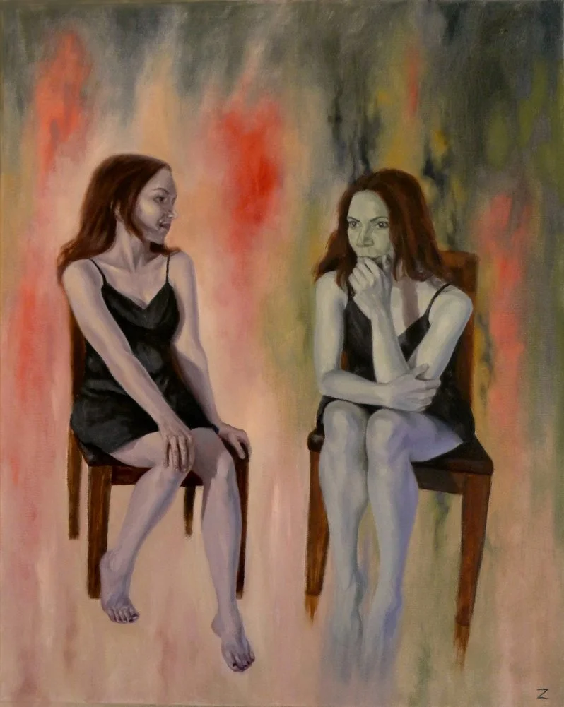 Sitting with my Shadow, oil on canvas, 24x30 inches, 2019