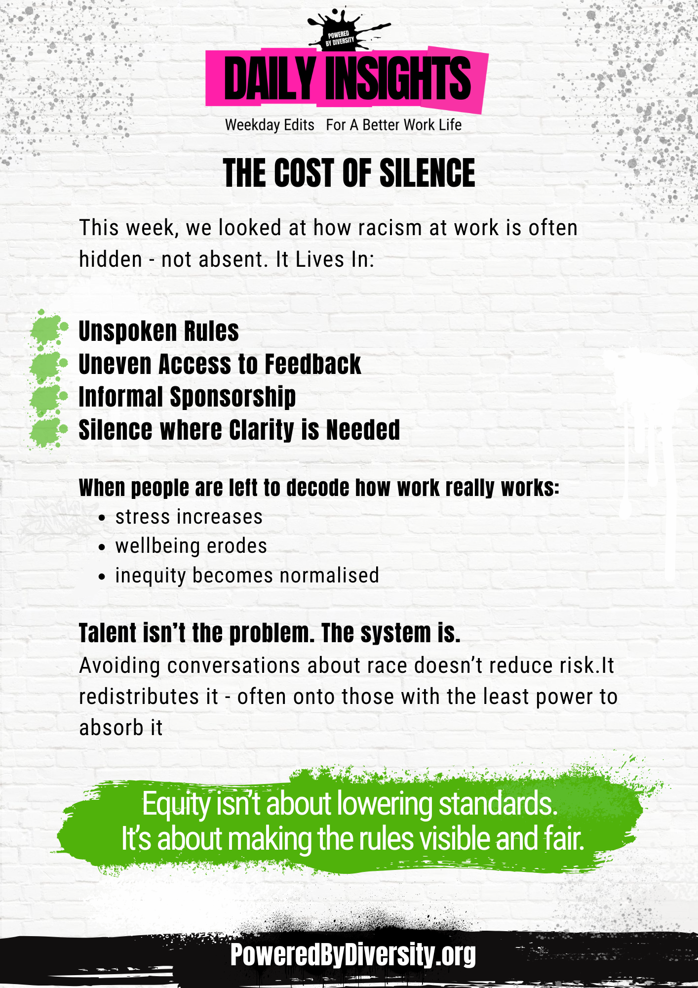 This week, edited: Silence protects inequality. Clarity challenges it.