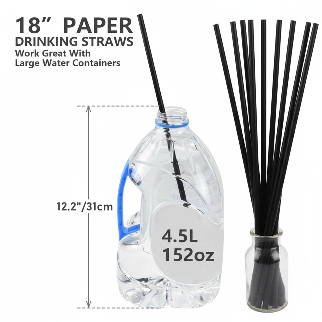 Extra Long 18 in Paper Straws – 6 mm Diameter, 100-Pack