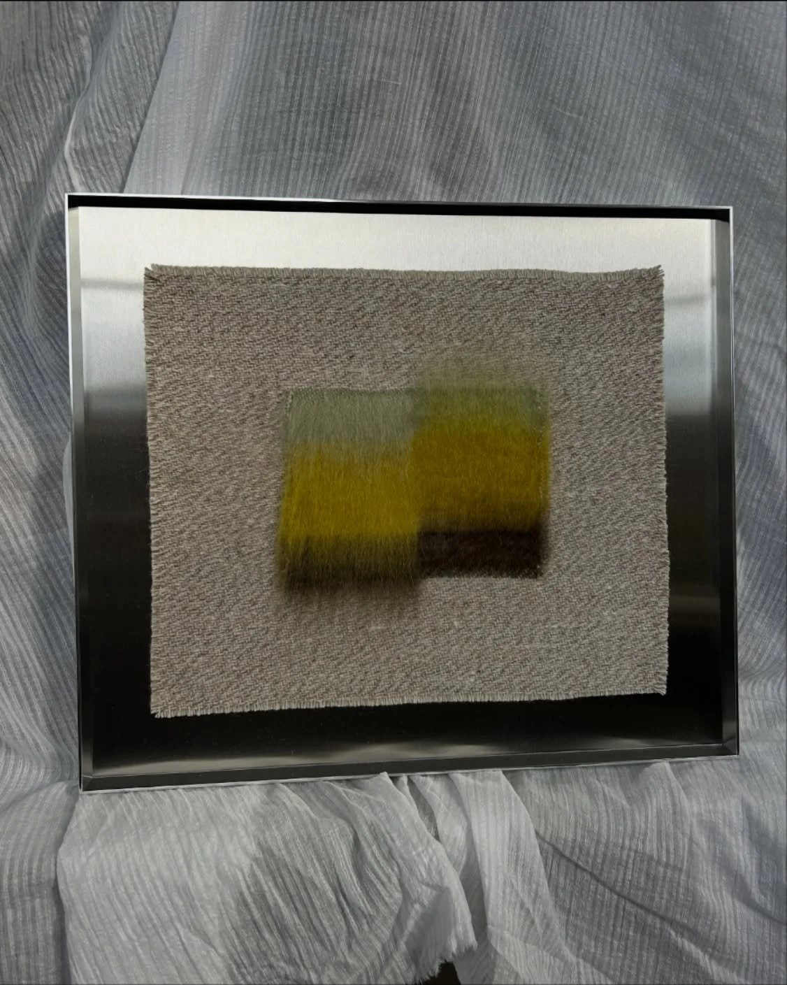 🟩 🟩

BRUSH I 
Mohair, lambswool &amp; cotton - brushed steel &amp; aluminium frame
(Available)