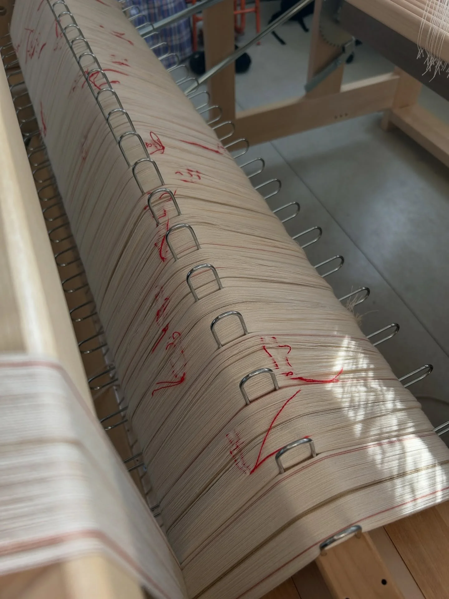 Cotton warp going on the loom at the moment - around 2,500 ends