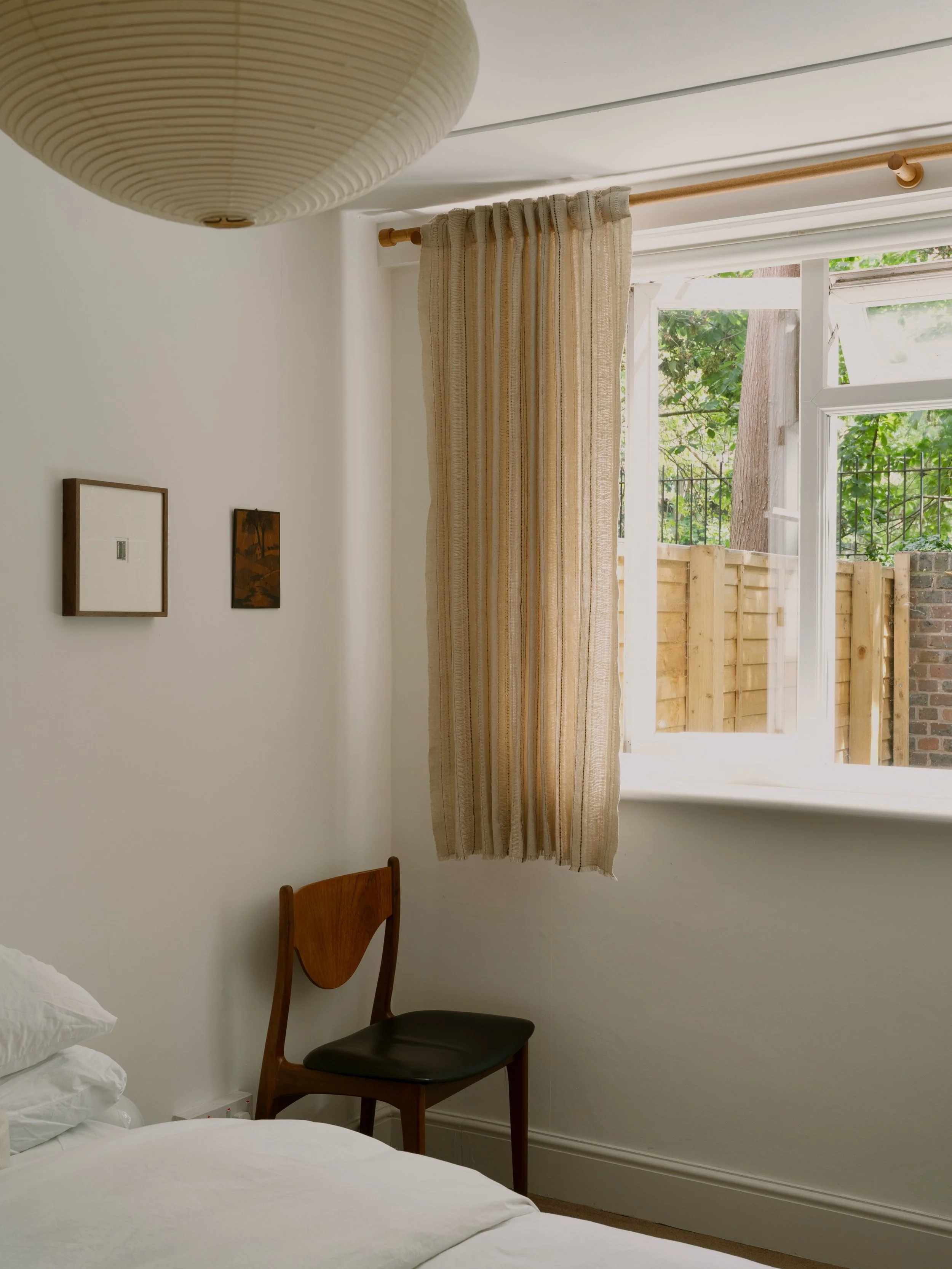 Handwoven organic cotton &amp; wool curtains for Kris &amp; Poppy, July 2026

Photography by @tazyjessettnash