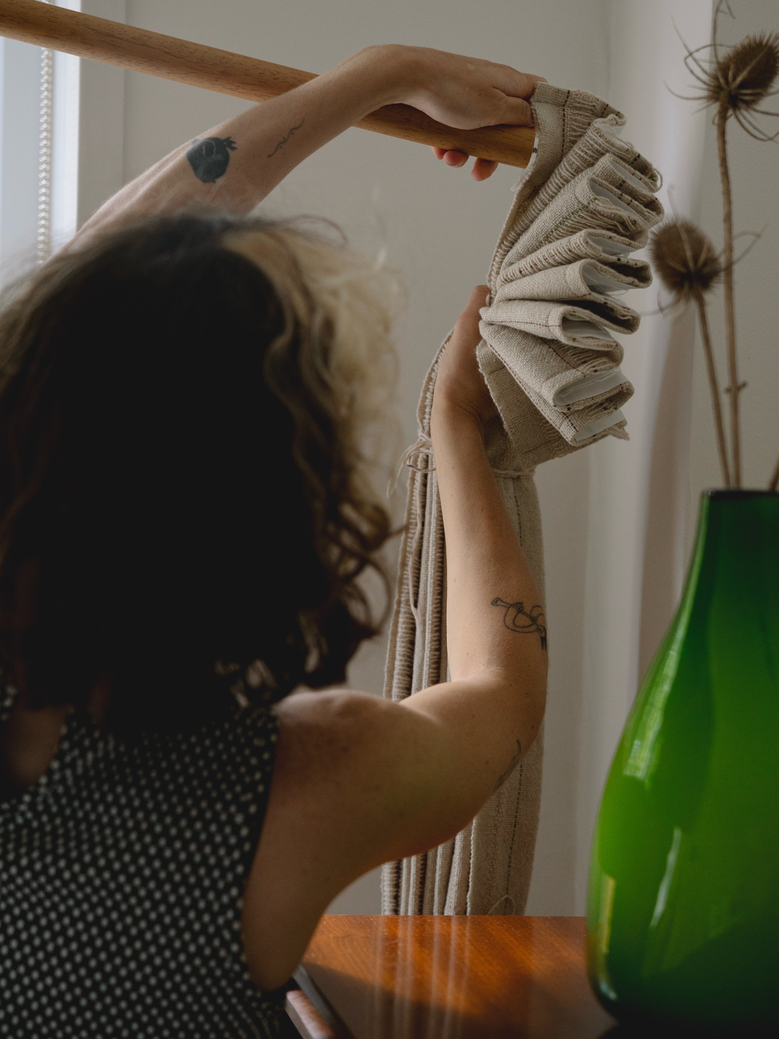Behind the scenes hanging this curtain commission last month - shot by the talented @tazyjessettnash