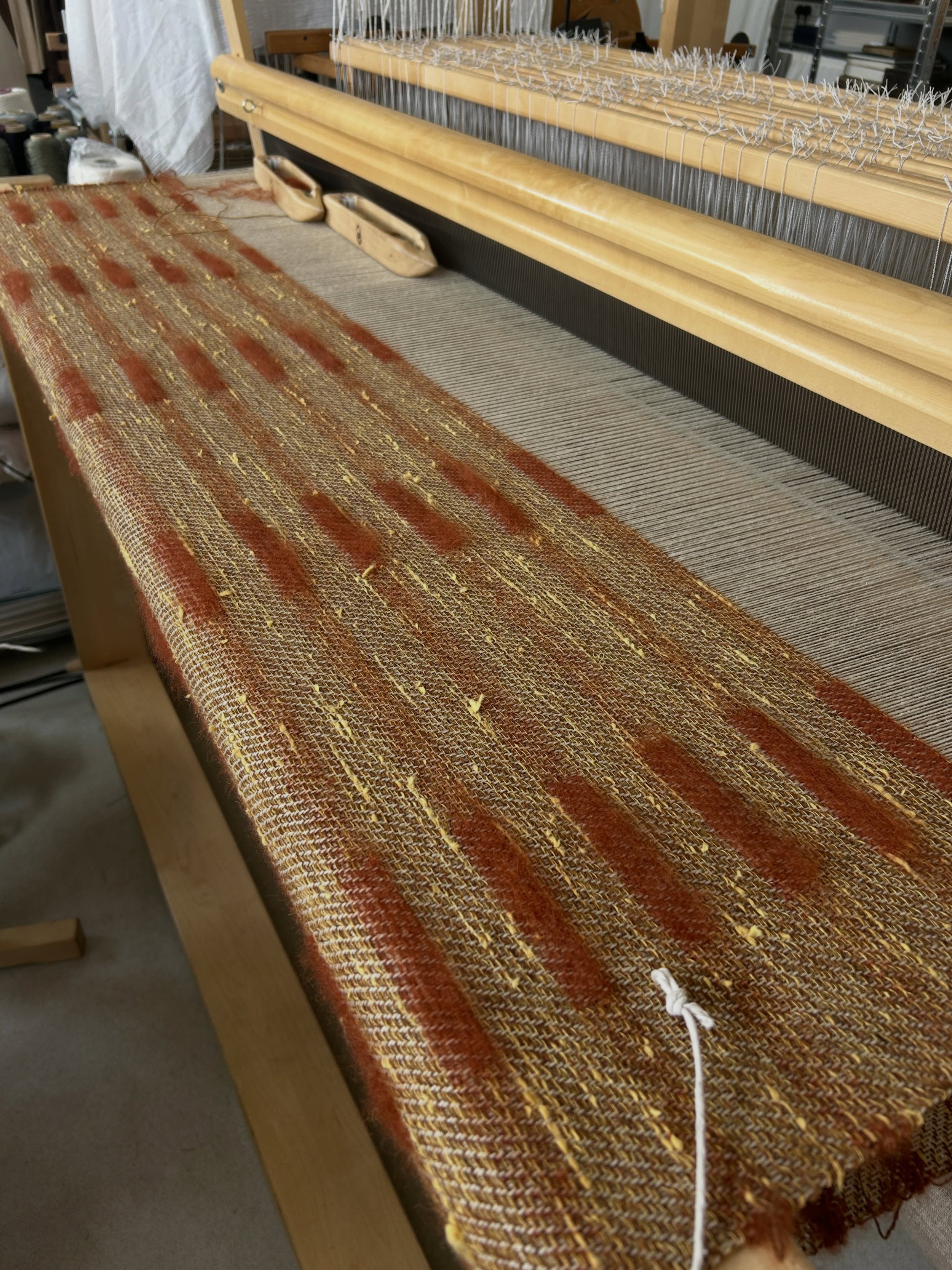 On the loom this week - wool, linen &amp; mohair stripes
