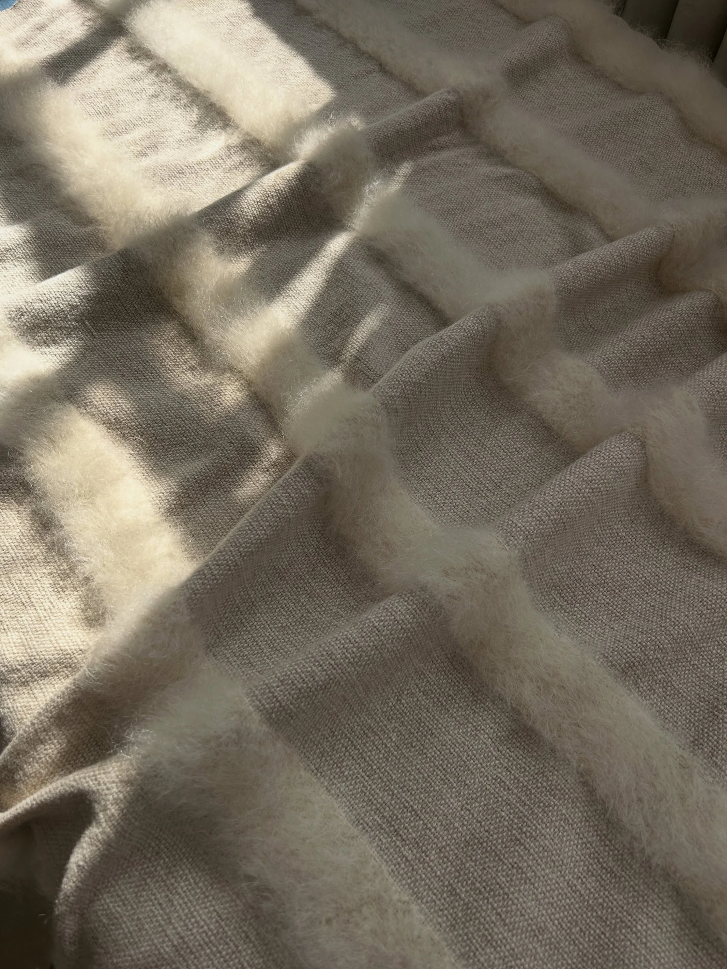 A bespoke piece headed off to New York;
Brushed mohair &amp; lambswool stripes