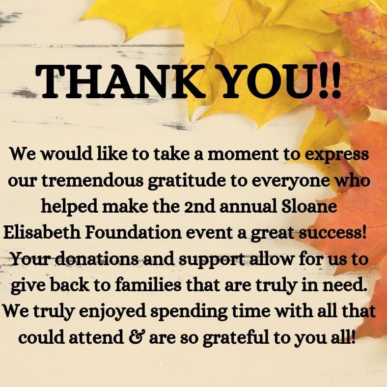 Thank you for all the support for the event we held this past Saturday! 
We appreciated everyone who had donated and those that could attend.  It was an amazing day and we could not have done it without you!
💜

#sefgivesback #sloaneelisabethfoundati