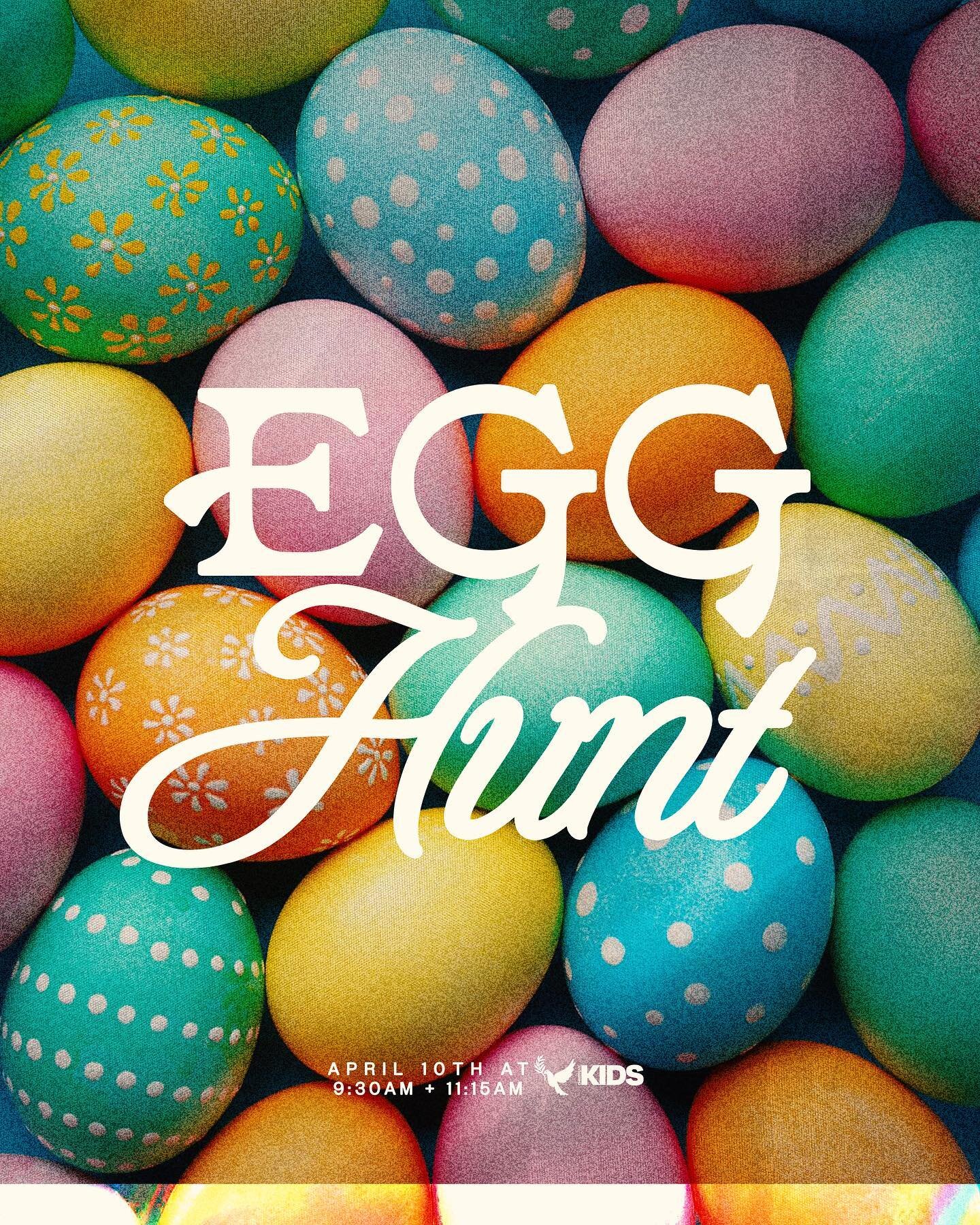 EASTER EGG HUNT!!!!
TOMORROW!!! 
9:30am + 11:15am!!! 
BRING A FRIEND AND SEE YOU GUYS THERE!!! 🔥🔥🥚🥚🐣🐣